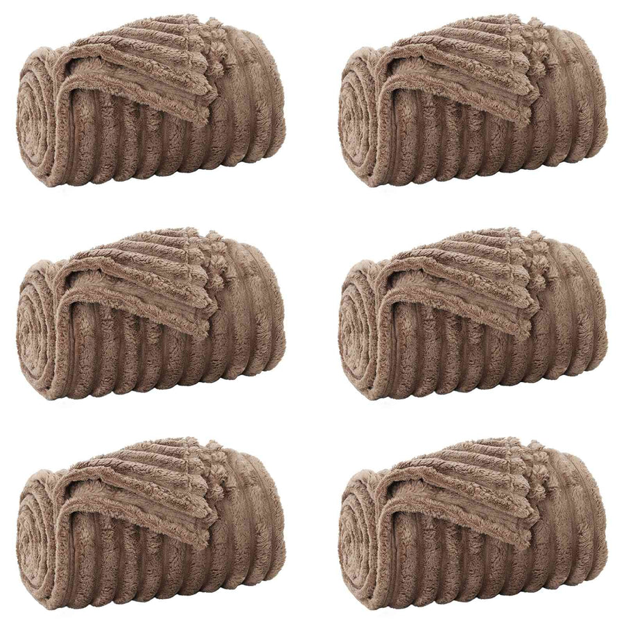 Kleden 6 stuks Kameel 200 x 150 cm Fleece