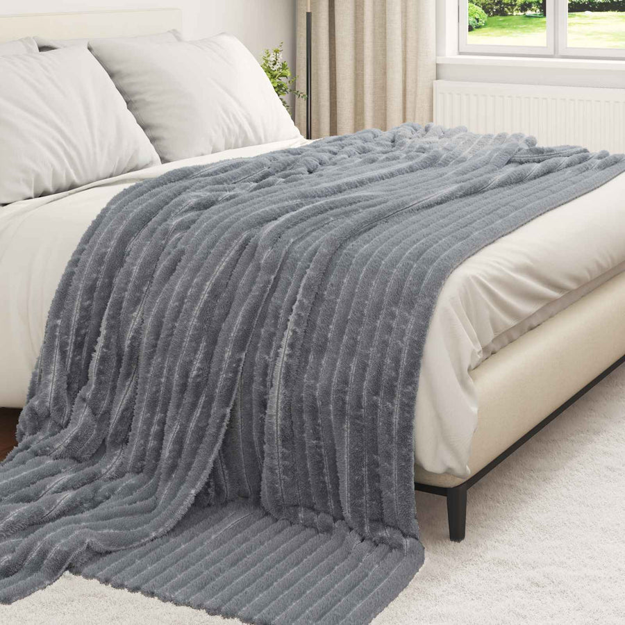 Kleden 6 stuks Donkergrijs 240 x 220 cm Fleece