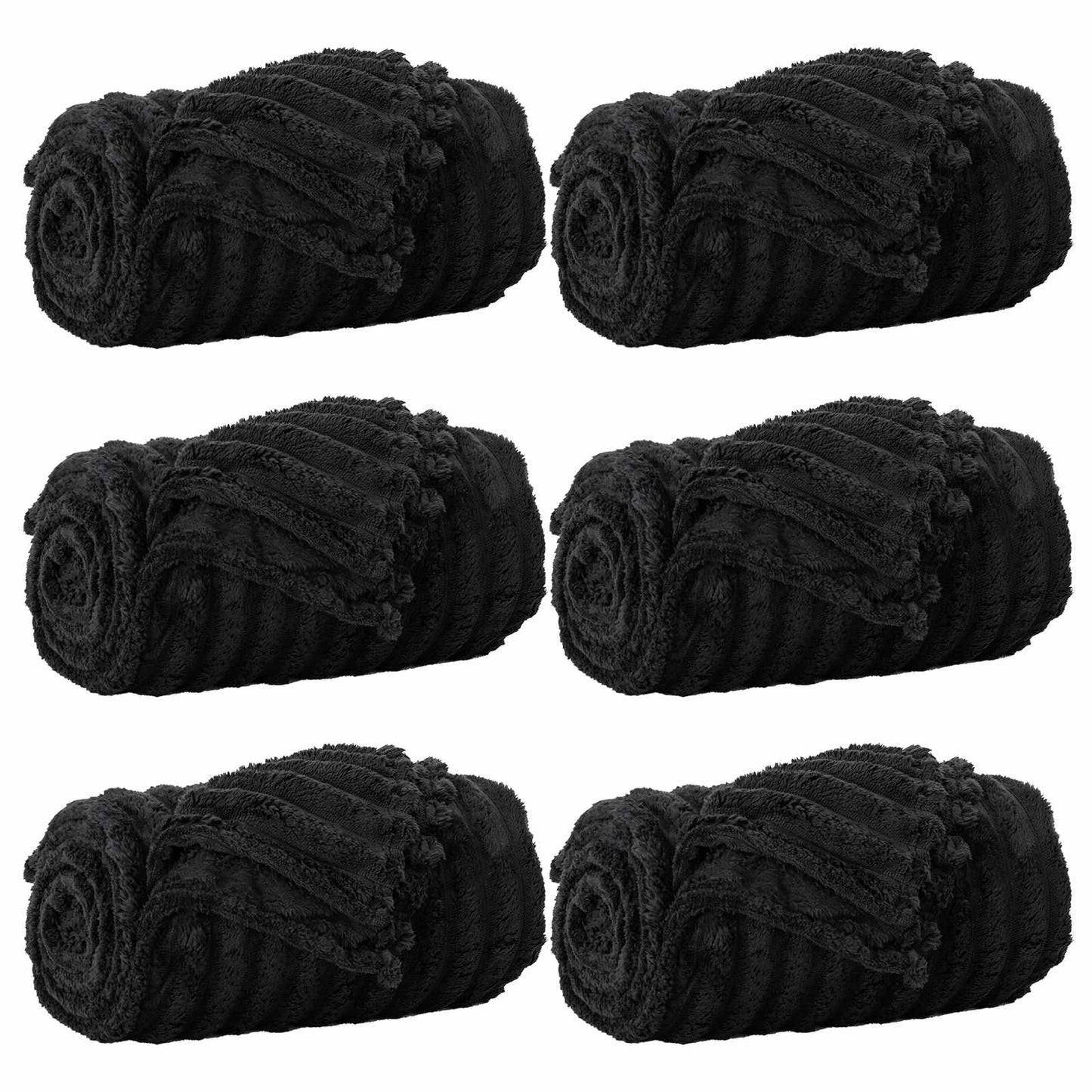 Kleden 6 stuks Zwart 200 x 150 cm Fleece