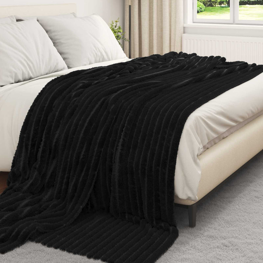 Kleden 6 stuks Zwart 240 x 220 cm Fleece