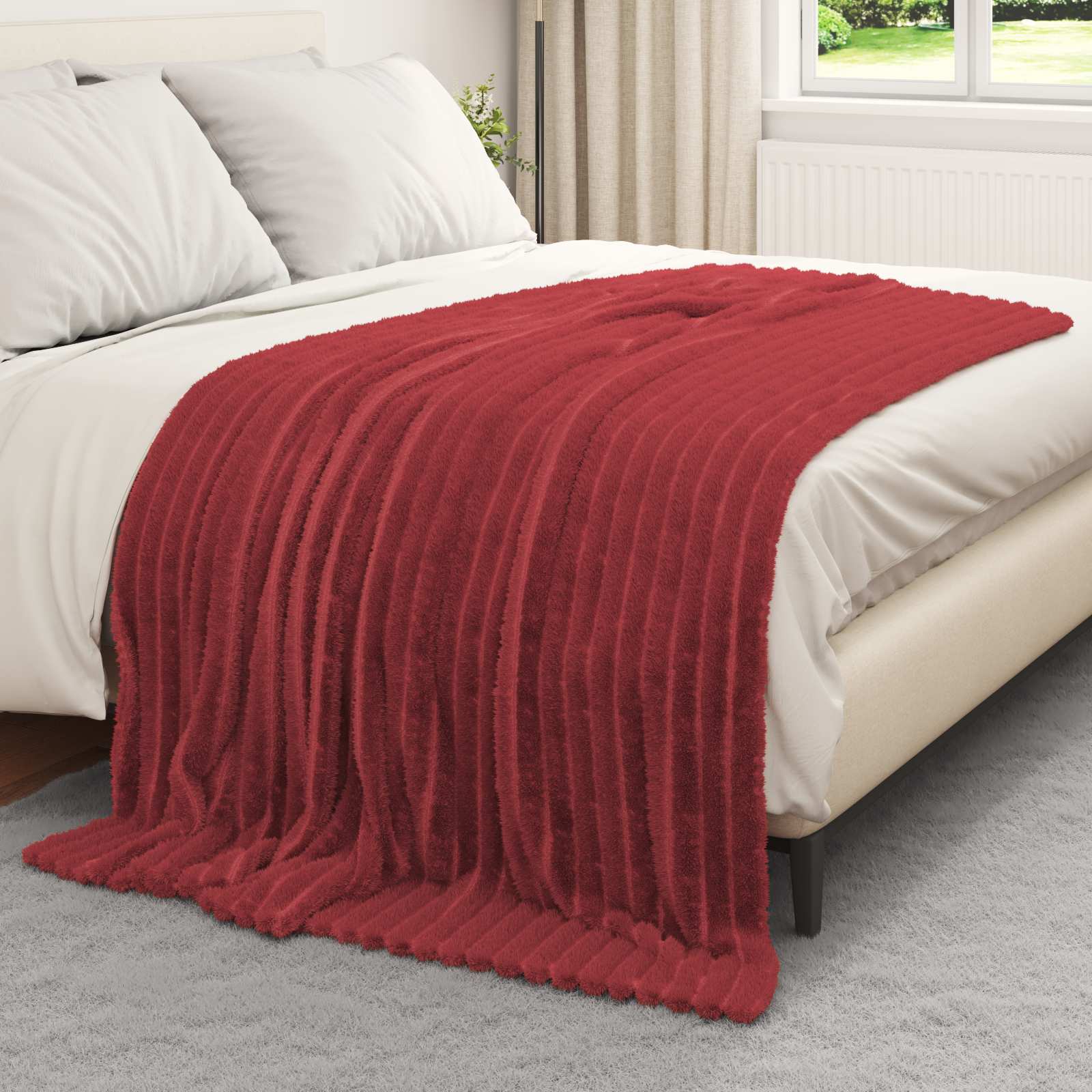 Kleden 6 stuks Bordeaux Rood 200 x 150 cm Fleece