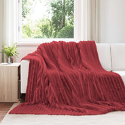Dekens 6 stuks bordeauxrood fleece 240x220 cm