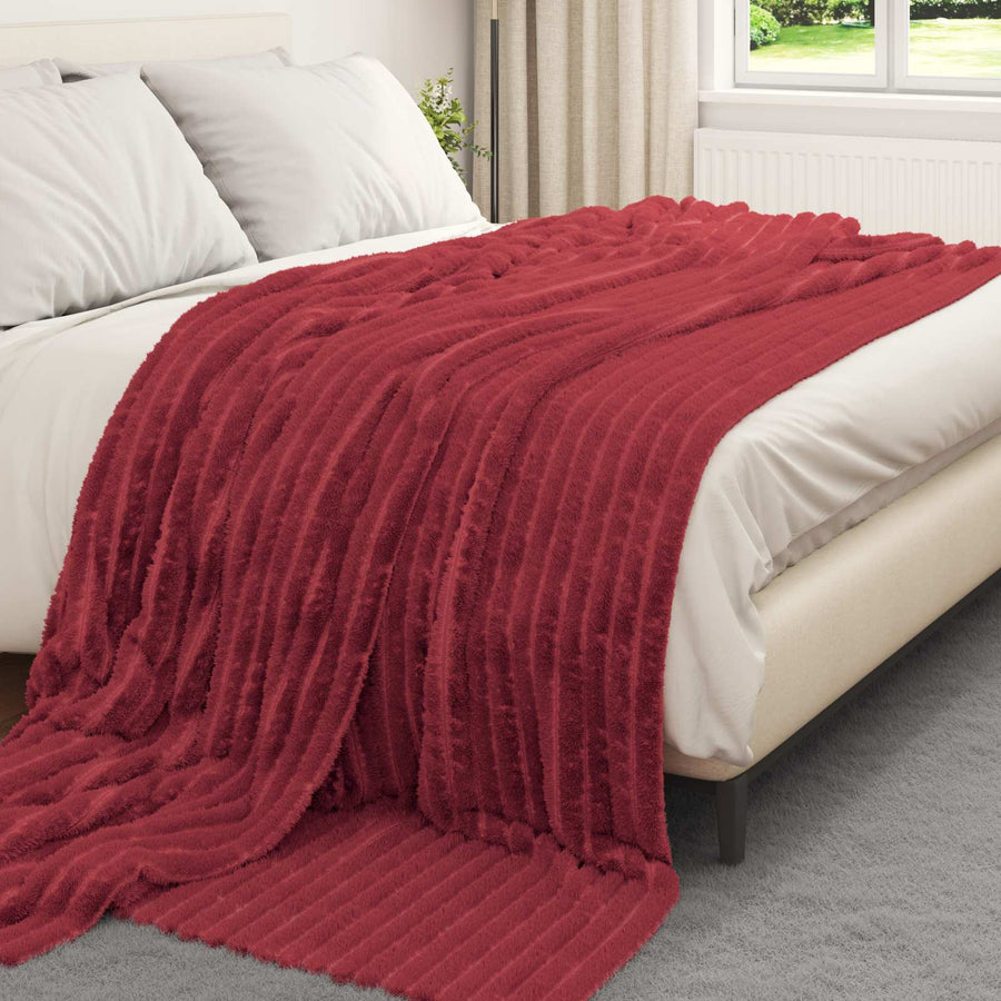 Kleden 6 stuks Bordeaux Rood 240 x 220 cm Fleece