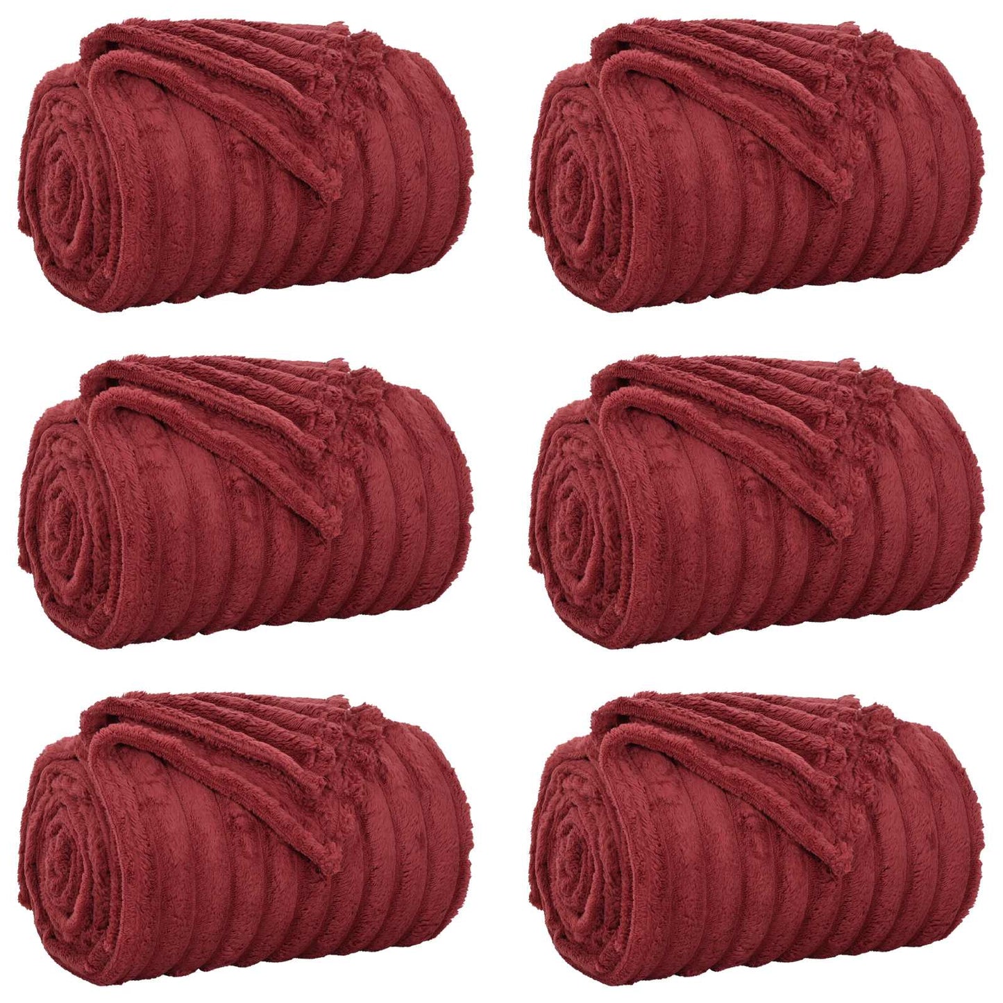 Kleden 6 stuks Bordeaux Rood 270 x 240 cm Fleece