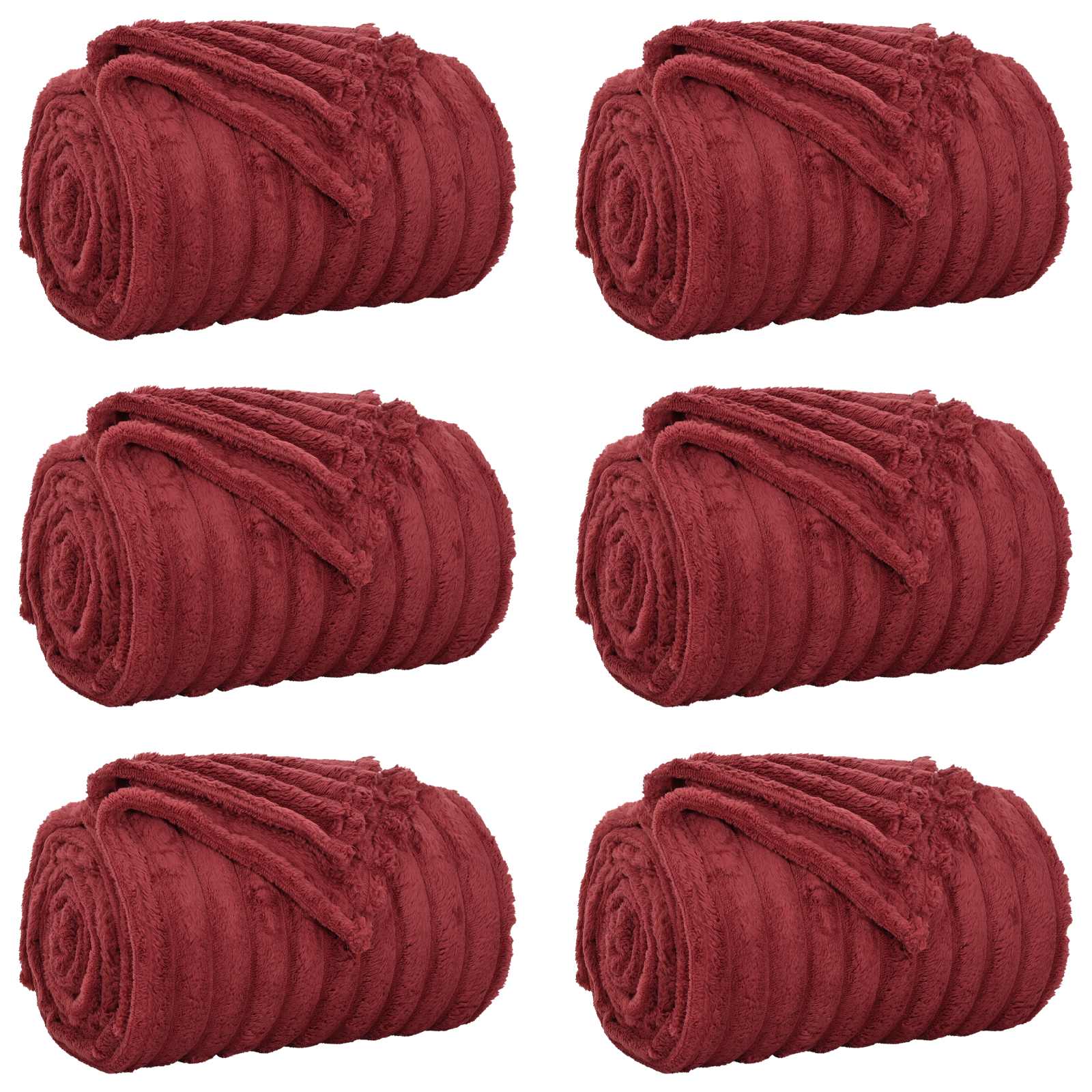 Kleden 6 stuks Bordeaux Rood 270 x 240 cm Fleece