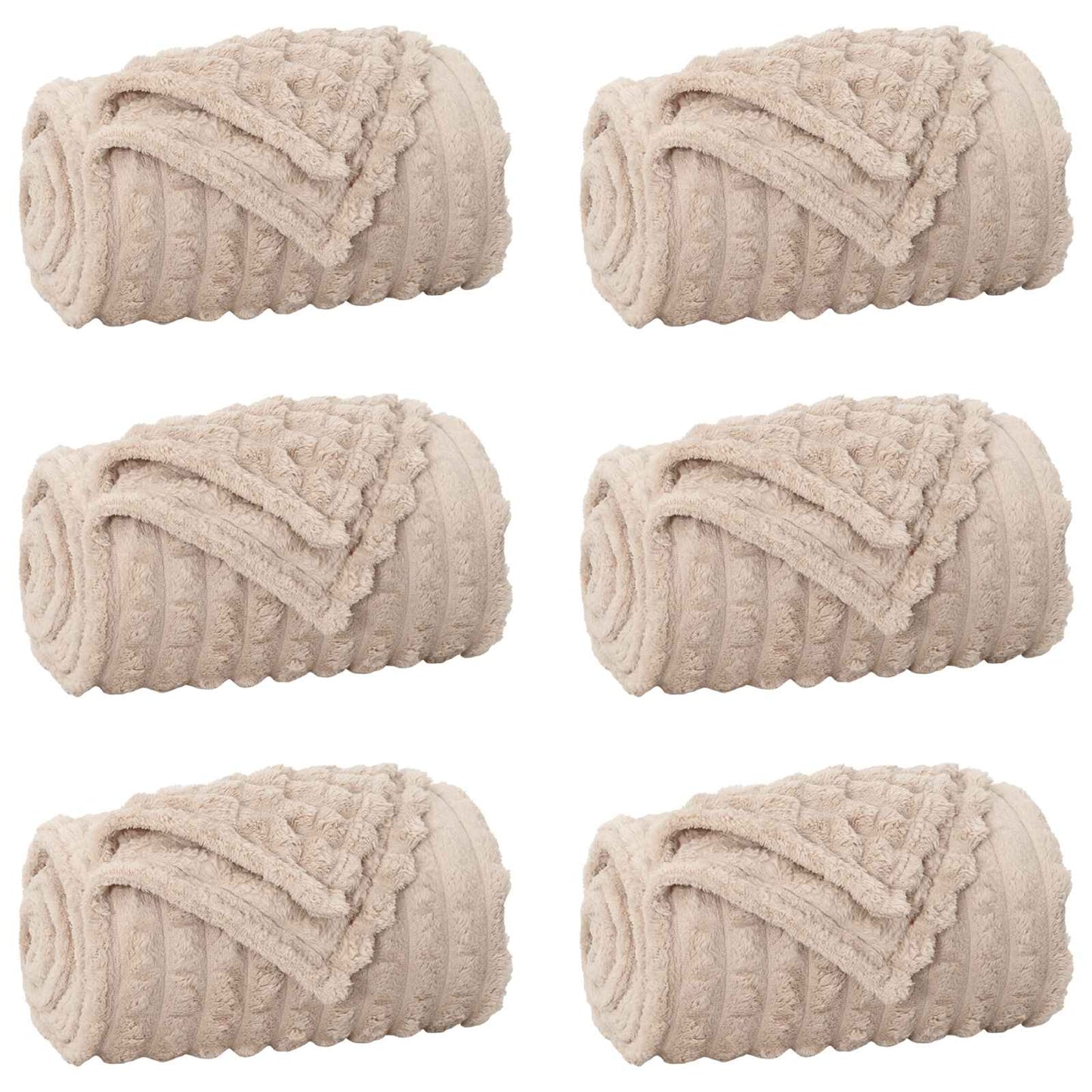 Kleden 6 stuks Beige 200 x 150 cm Fleece