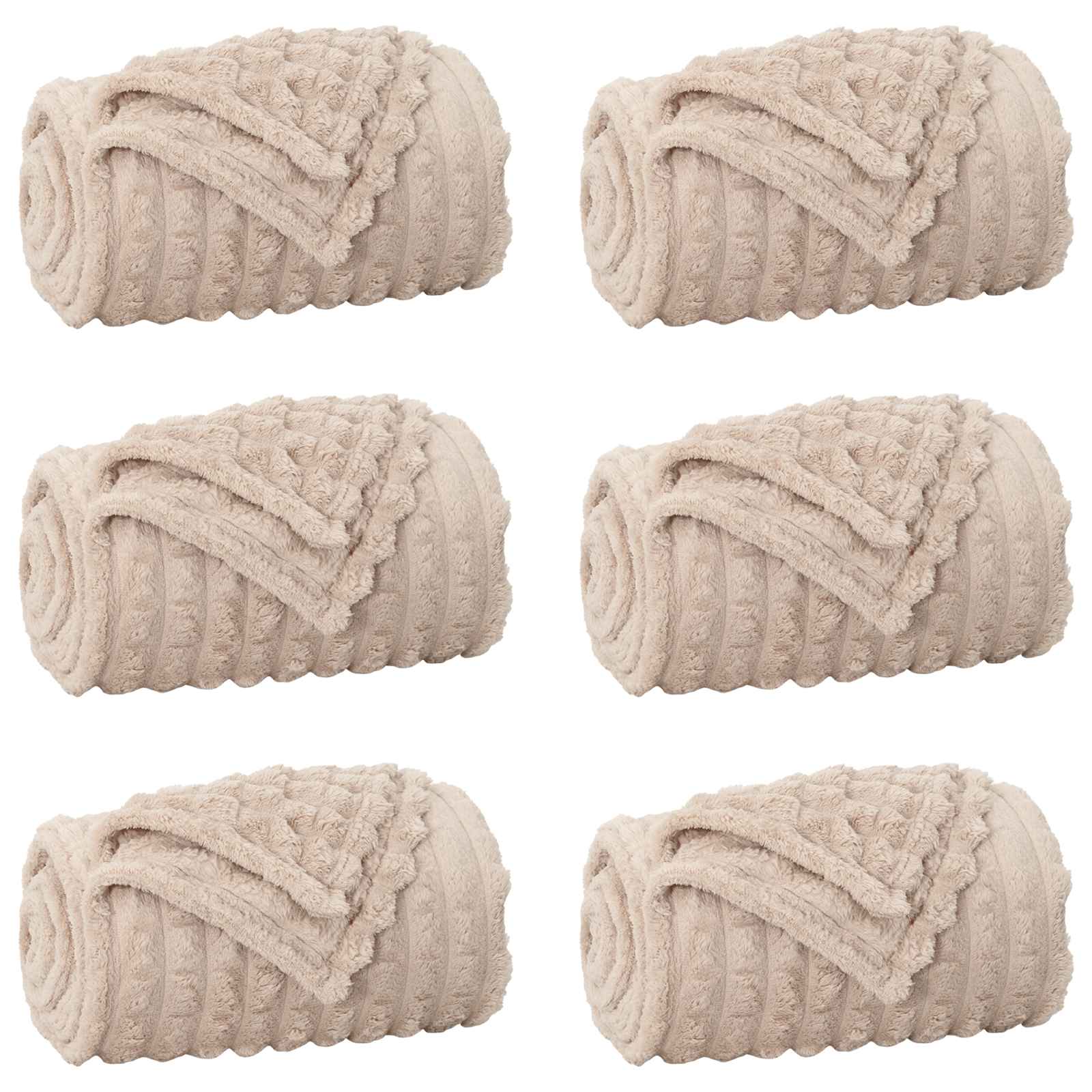 Kleden 6 stuks Beige 200 x 150 cm Fleece