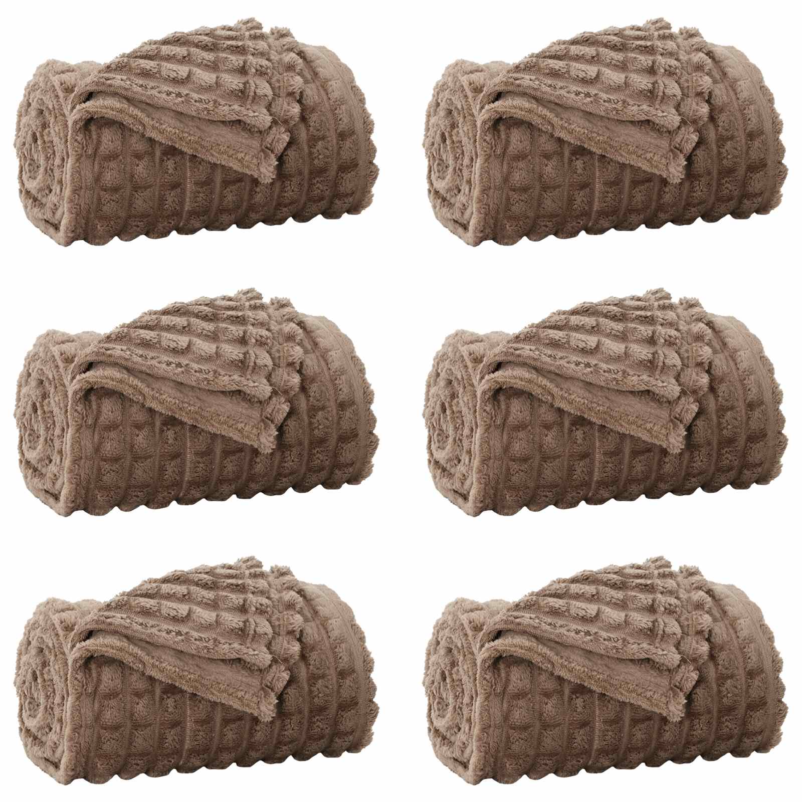 Kleden 6 stuks Kameel 200 x 150 cm Fleece