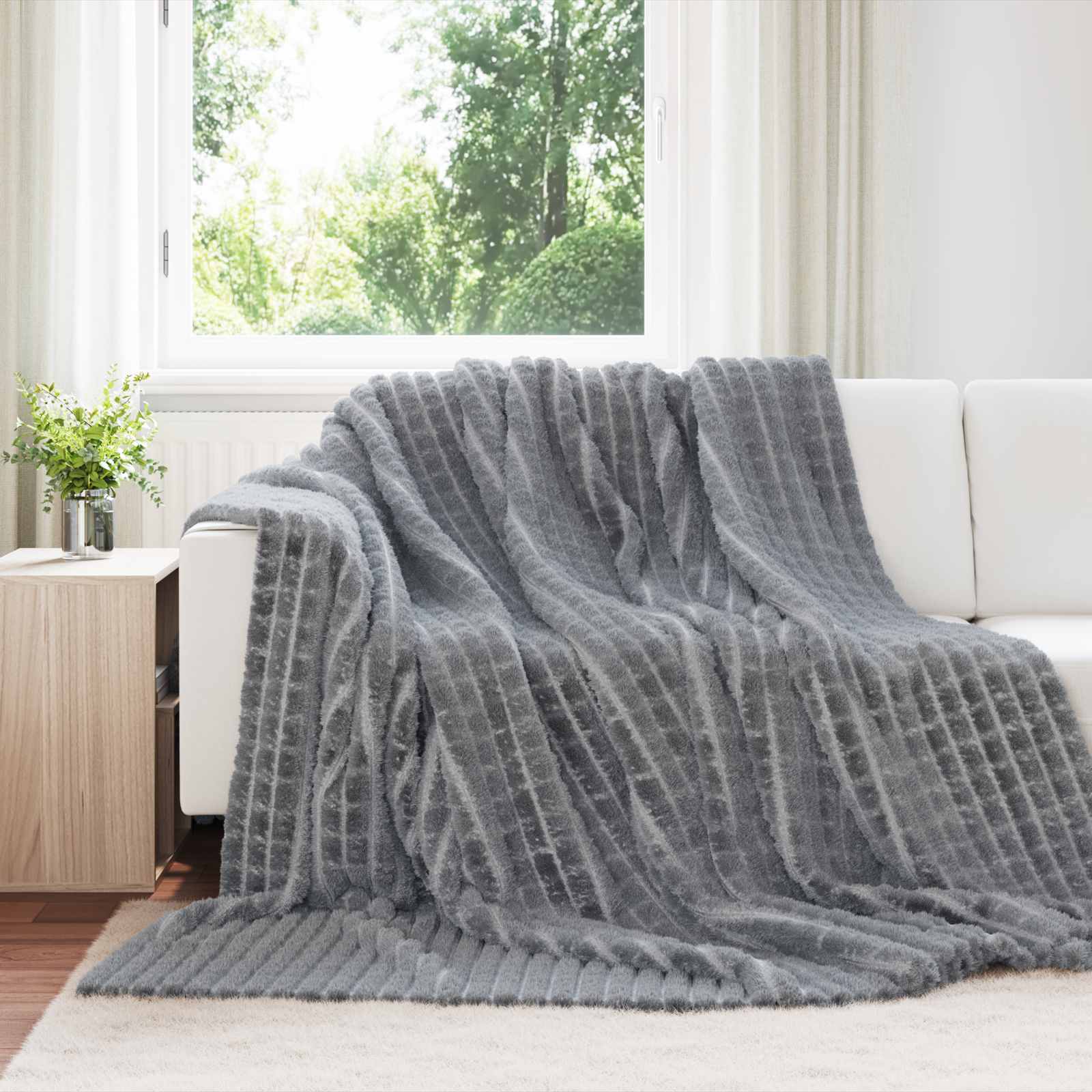 Kleden 6 stuks Donkergrijs 240 x 220 cm Fleece