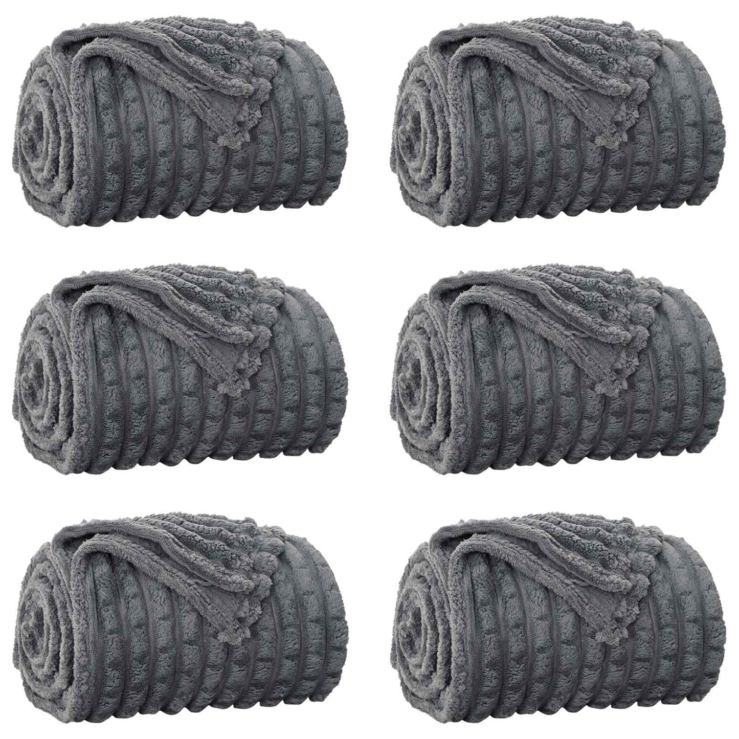 Kleden 6 stuks Donkergrijs 240 x 220 cm Fleece