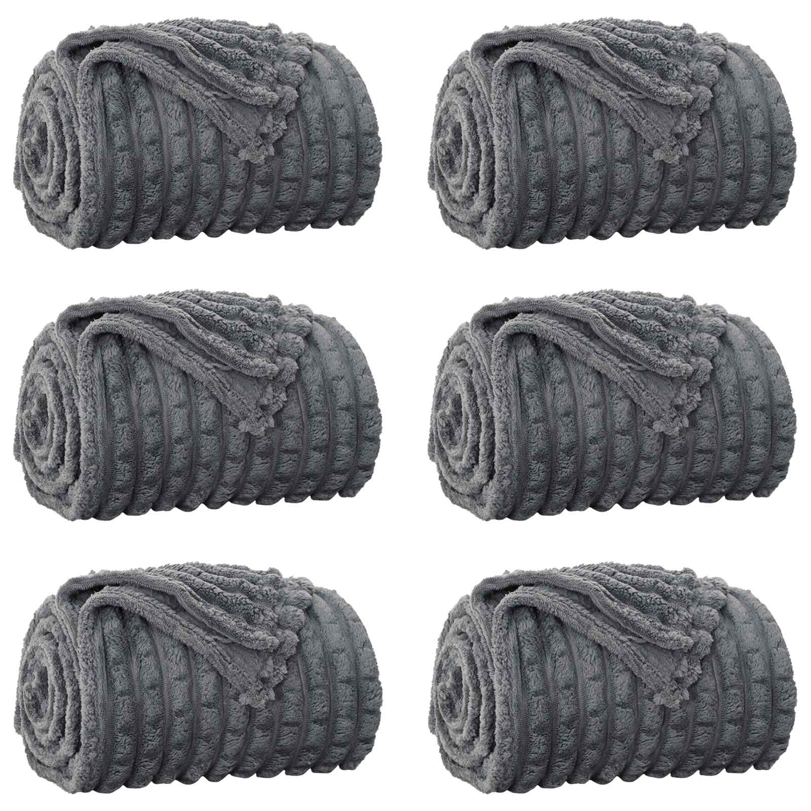 Kleden 6 stuks Donkergrijs 240 x 220 cm Fleece
