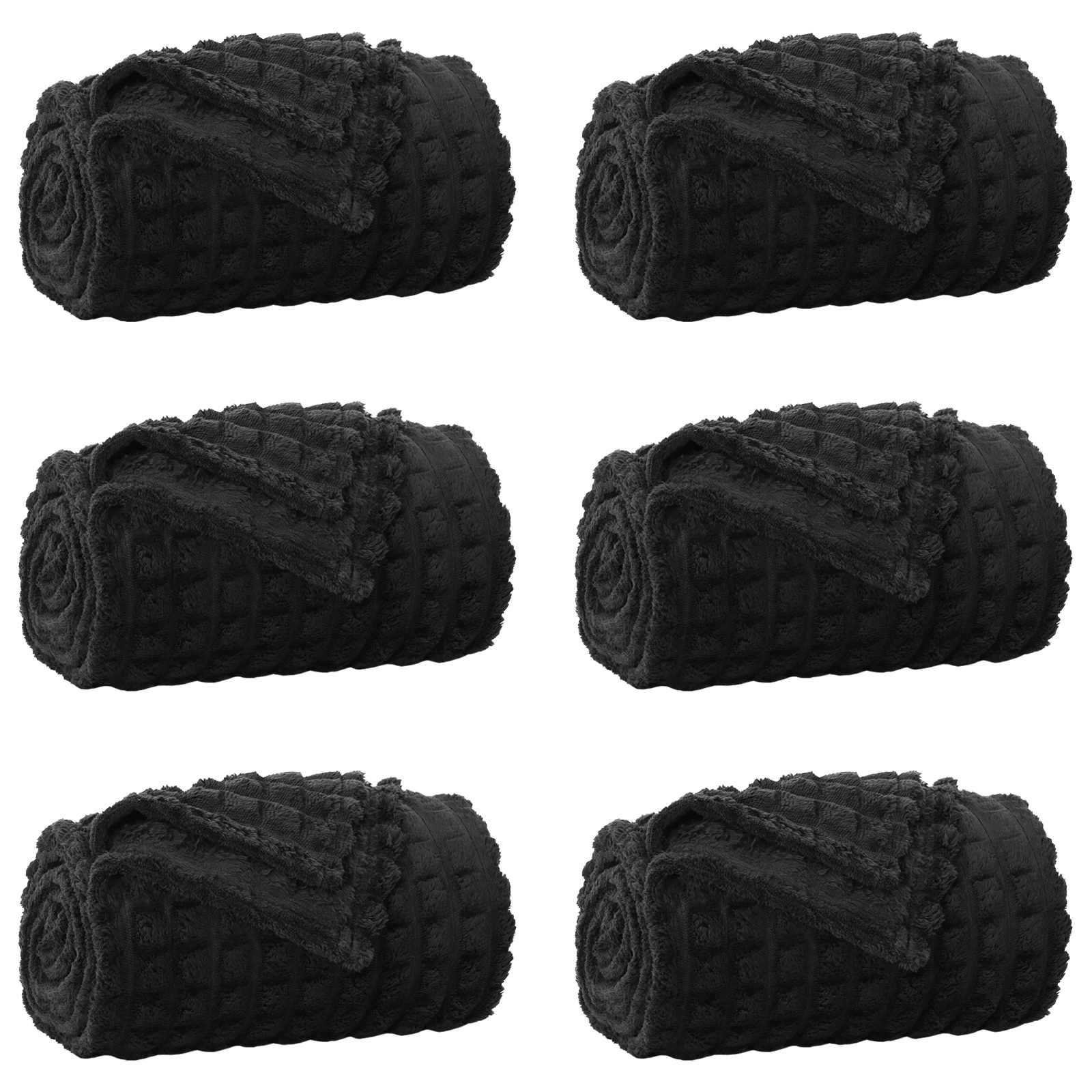 Kleden 6 stuks Zwart 150 x 130 cm Fleece