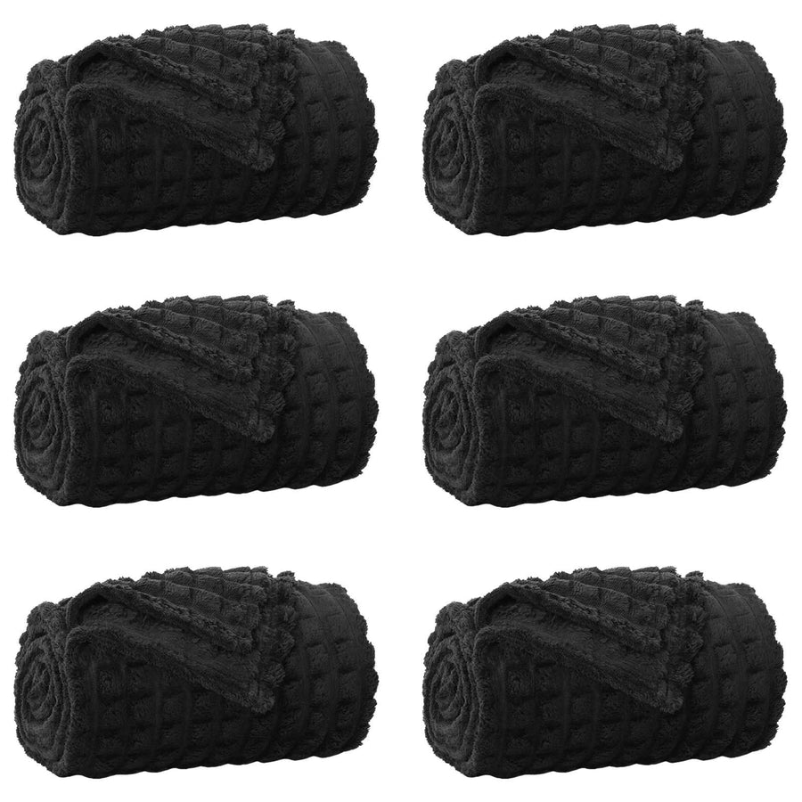 Kleden 6 stuks Zwart 240 x 220 cm Fleece
