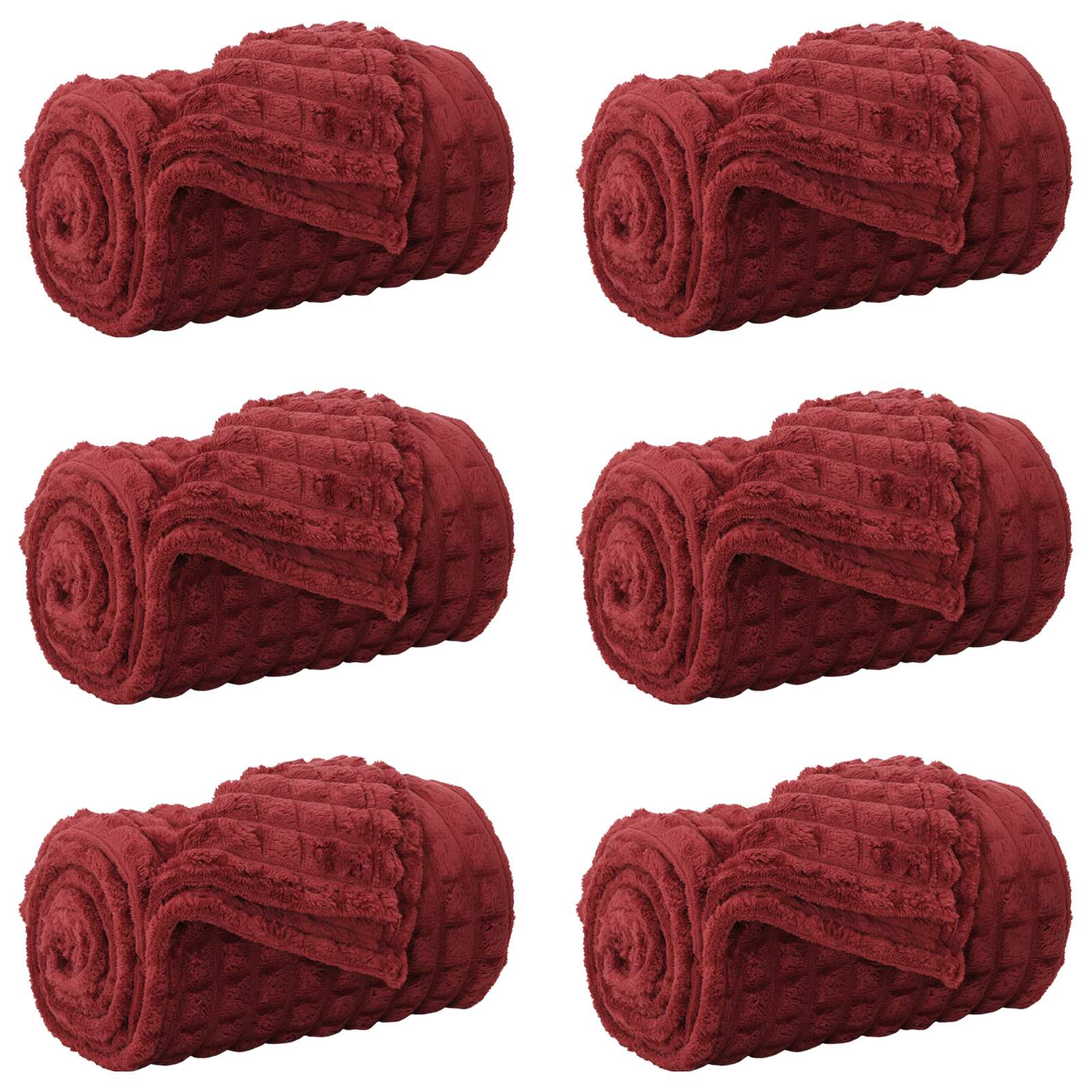 Kleden 6 stuks Bordeaux Rood 270 x 240 cm Fleece