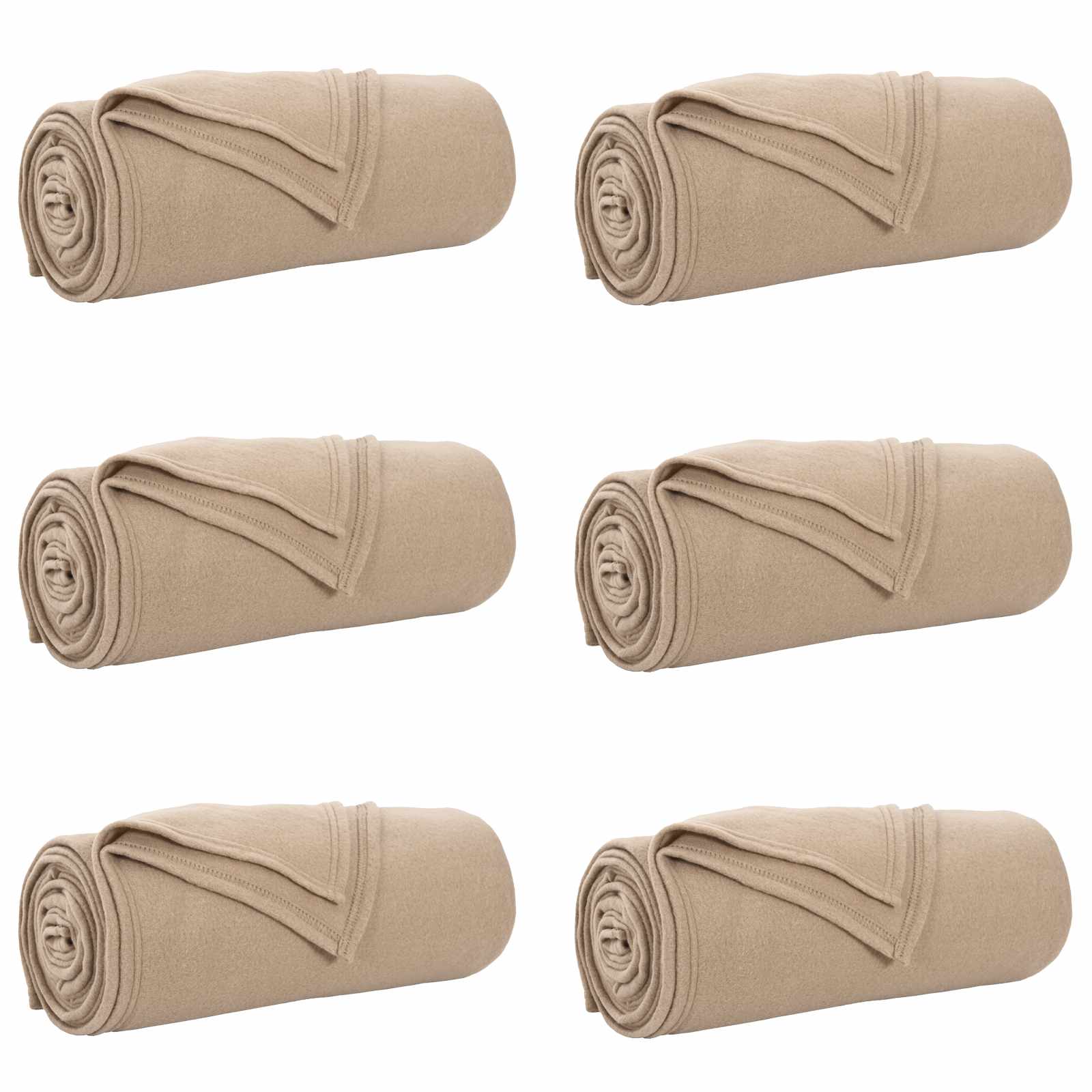 Kleden 6 stuks Kameel 170 x 130 cm Fleece