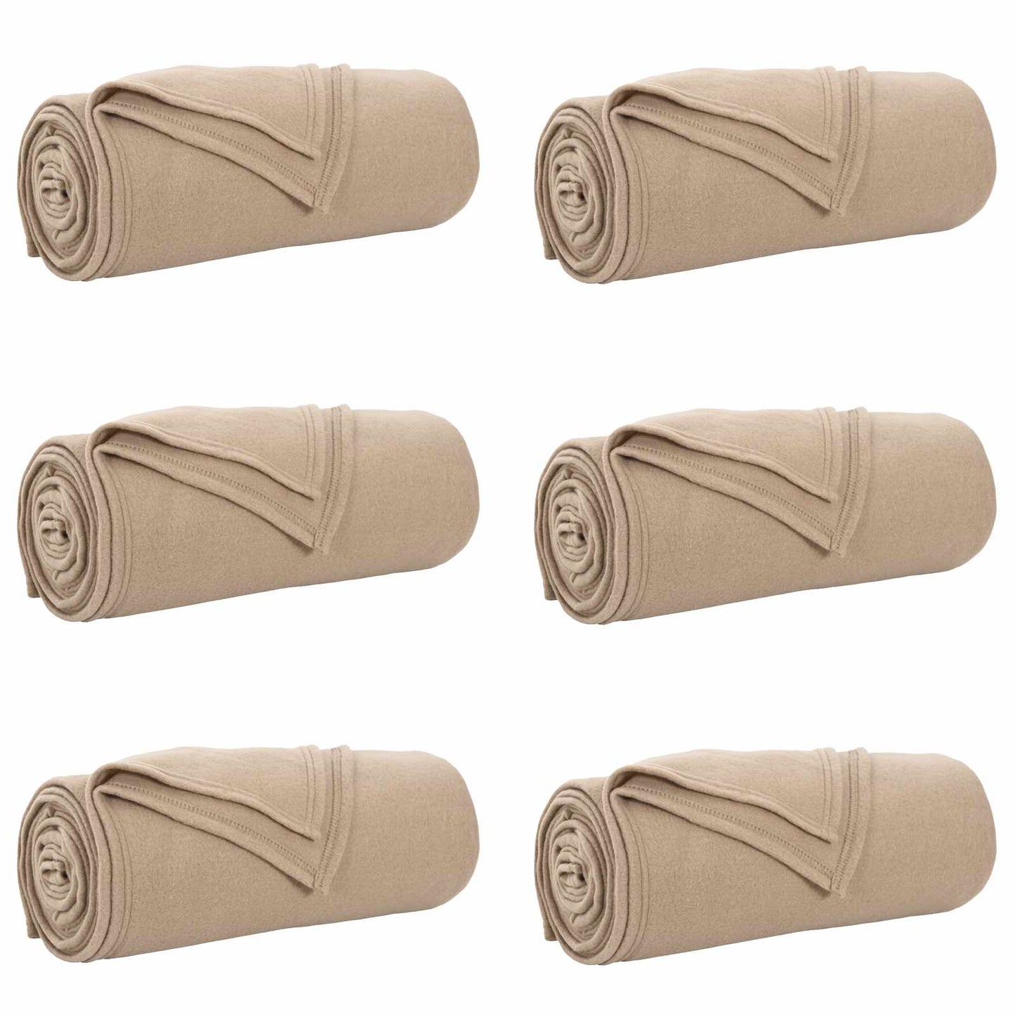 Kleden 6 stuks Kameel 240 x 220 cm Fleece