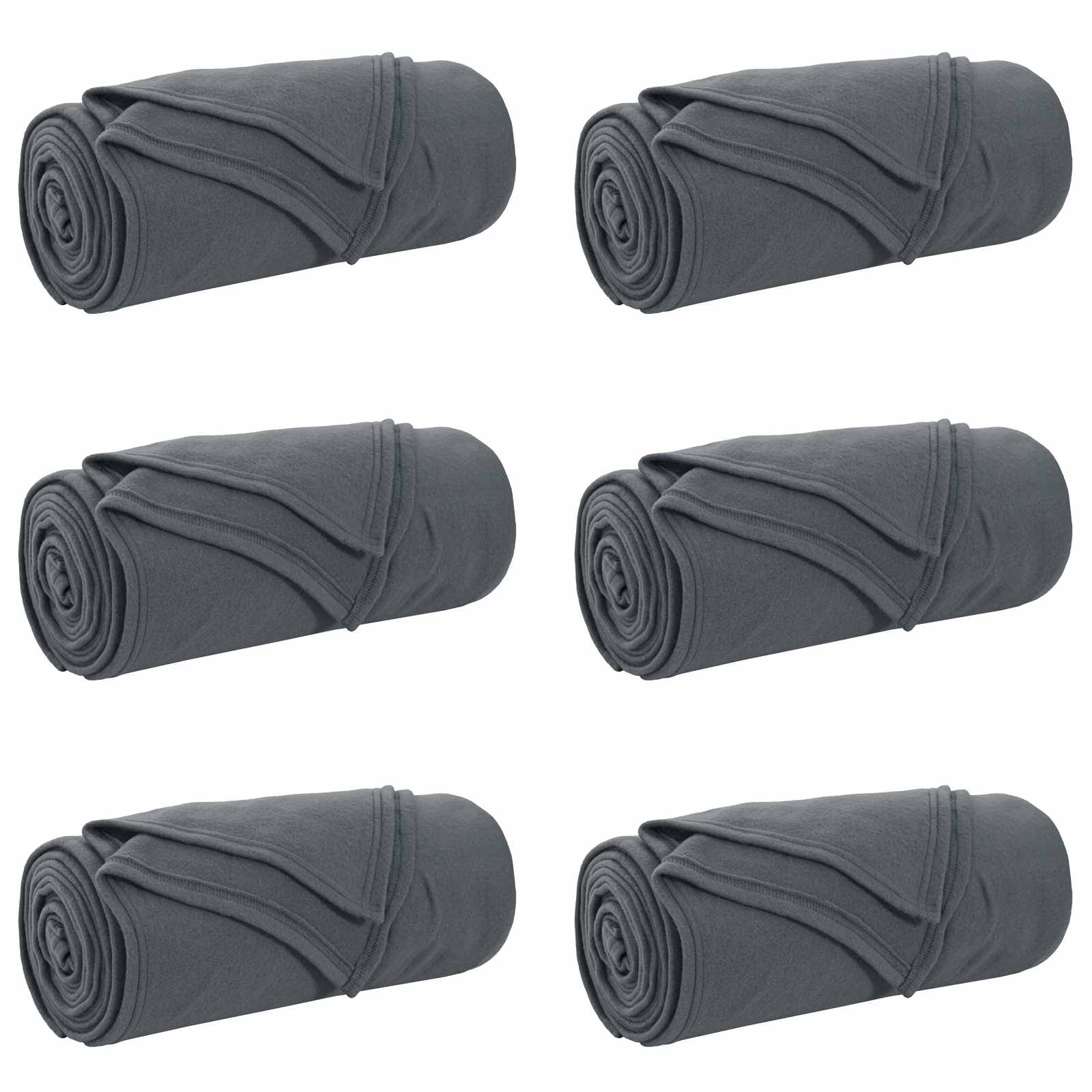 Kleden 6 stuks Donkergrijs 170 x 130 cm Fleece