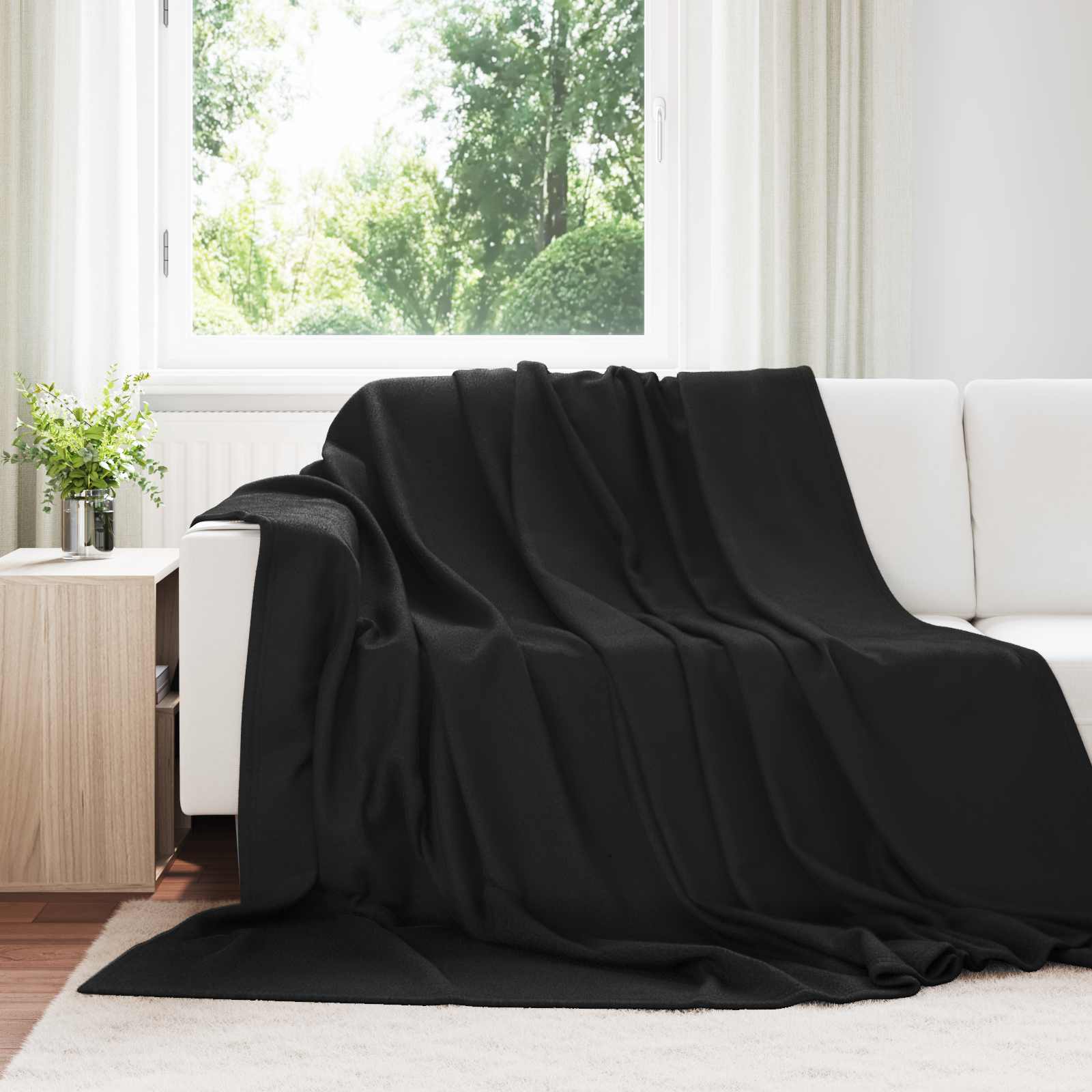 Kleden 6 pcs Zwart 240 x 220 cm Fleece