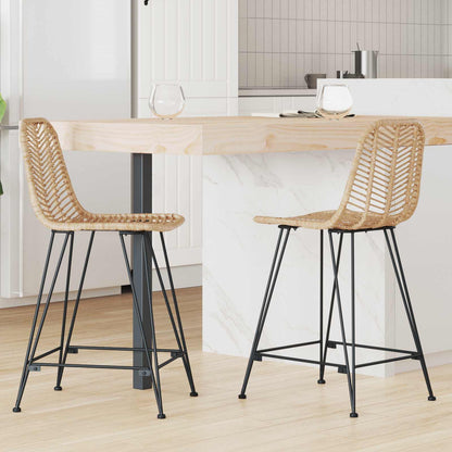 Barkruk 2 pcs Naturel 44,5 x 54,5 x 97,5 cm Riet en IJzer