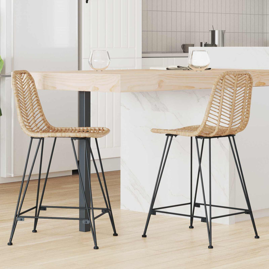 Barkruk 2 pcs Naturel 44,5 x 54,5 x 97,5 cm Riet en IJzer
