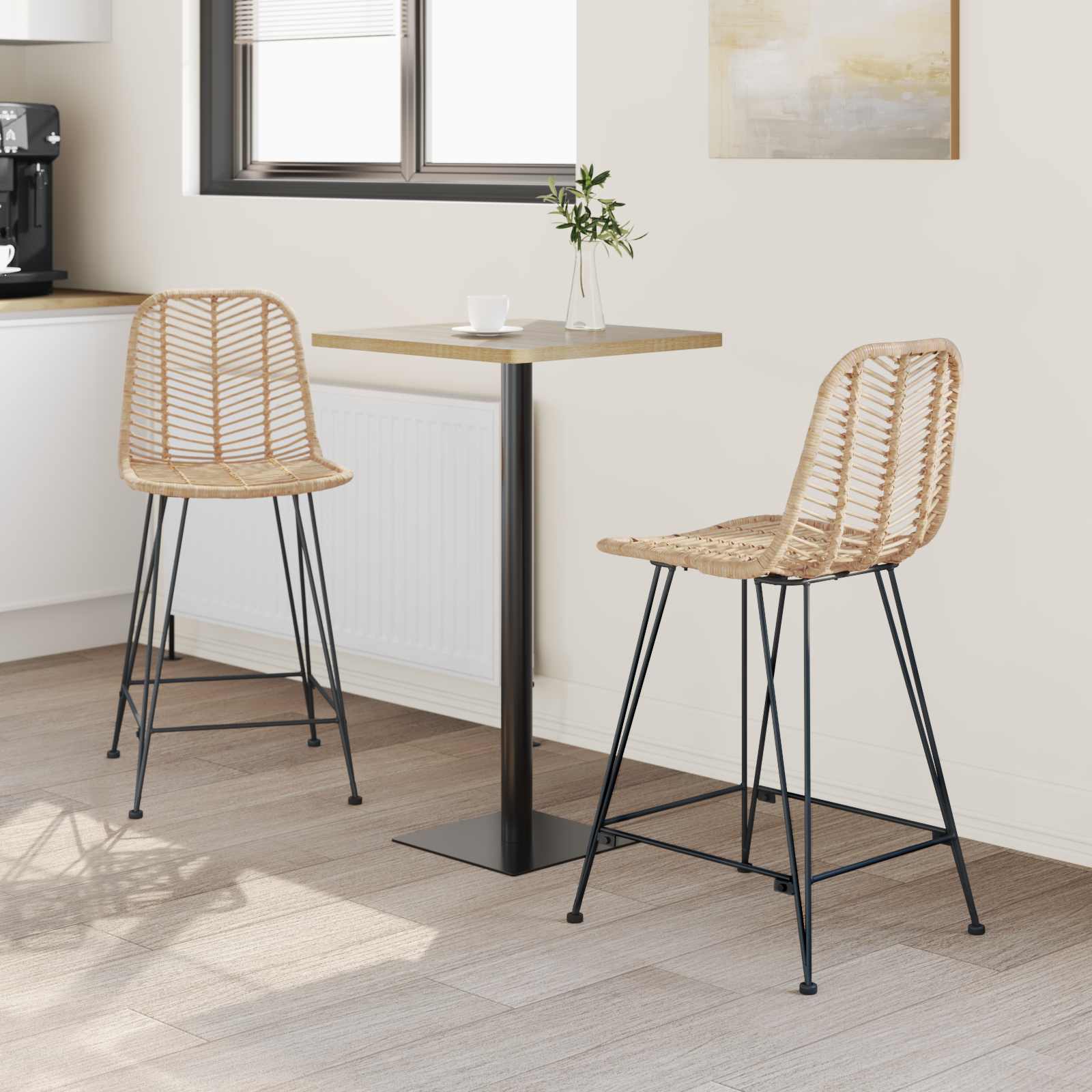 Barkruk 2 pcs Naturel 44,5 x 54,5 x 97,5 cm Riet en IJzer