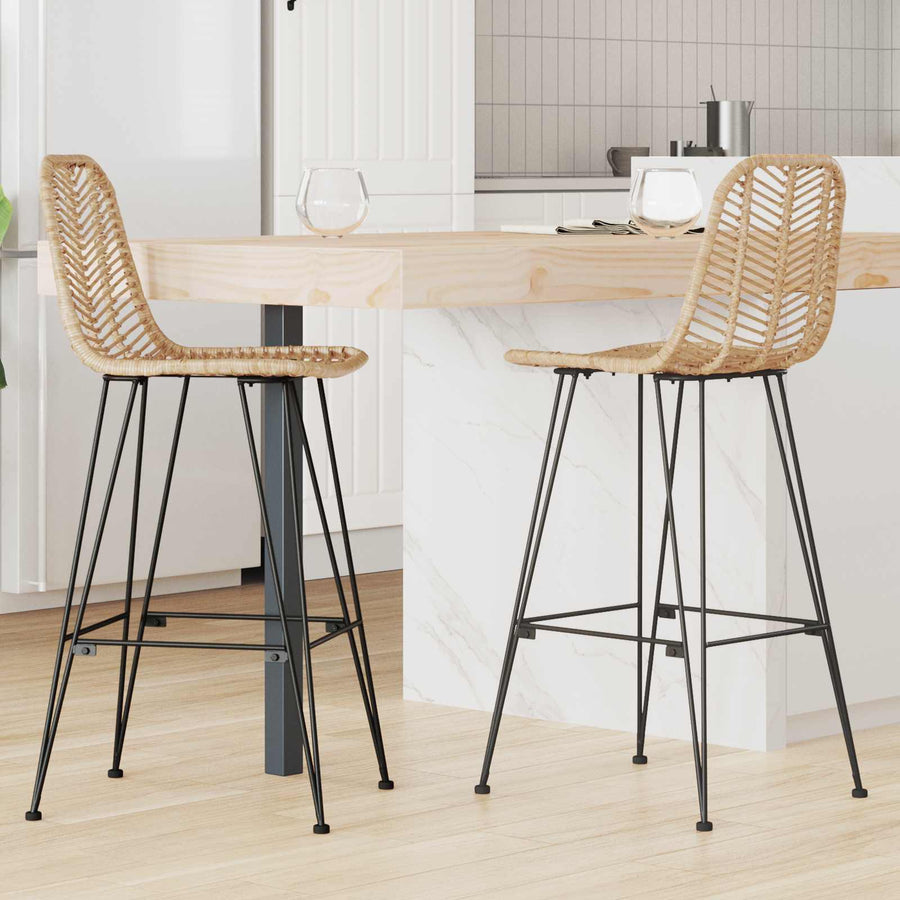 Barkruk 2 pcs Naturel 44,5 x 53 x 111 cm Riet en IJzer