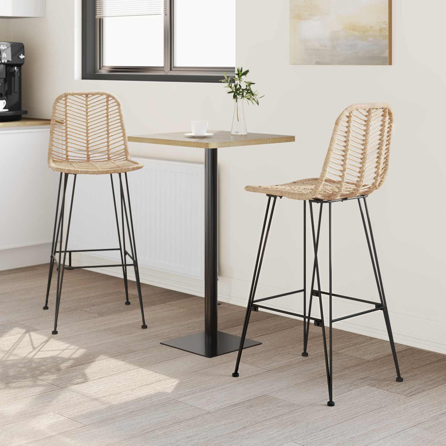 Barkruk 2 pcs Naturel 44,5 x 53 x 111 cm Riet en IJzer