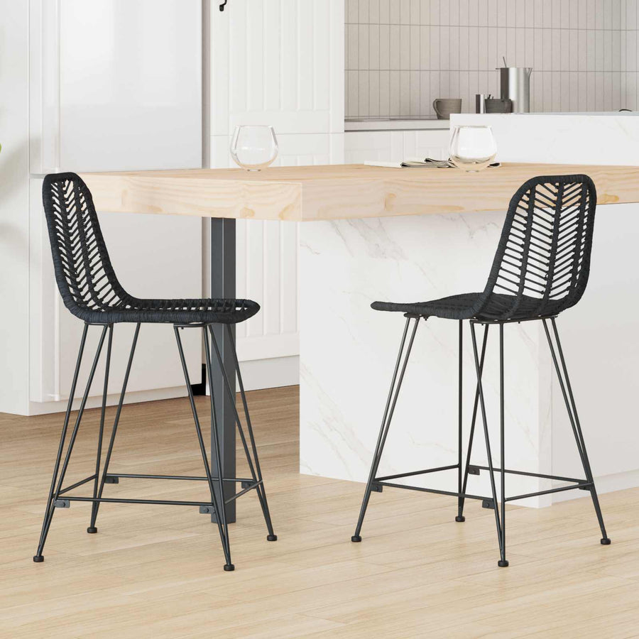 Barkruk 2 pcs Zwart 44,5 x 54,5 x 97,5 cm Riet en IJzer