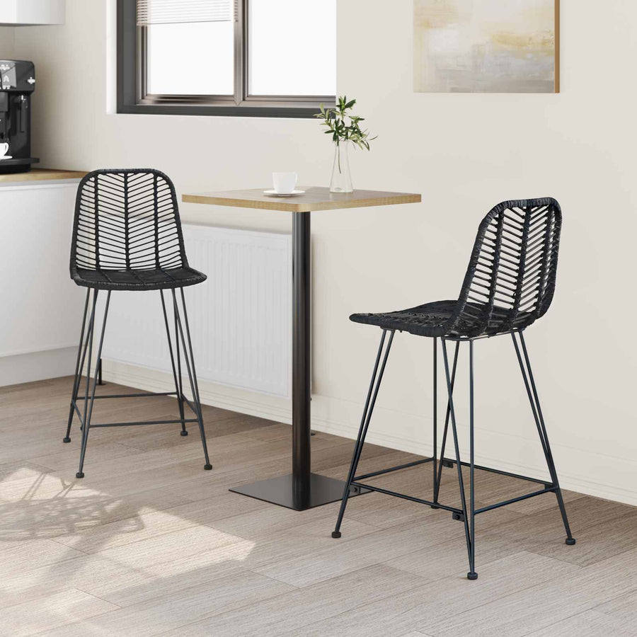Barkruk 2 pcs Zwart 44,5 x 54,5 x 97,5 cm Riet en IJzer