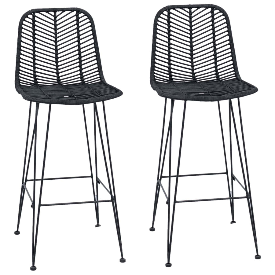 Barkruk 2 pcs Zwart 44,5 x 53 x 111 cm Riet en IJzer