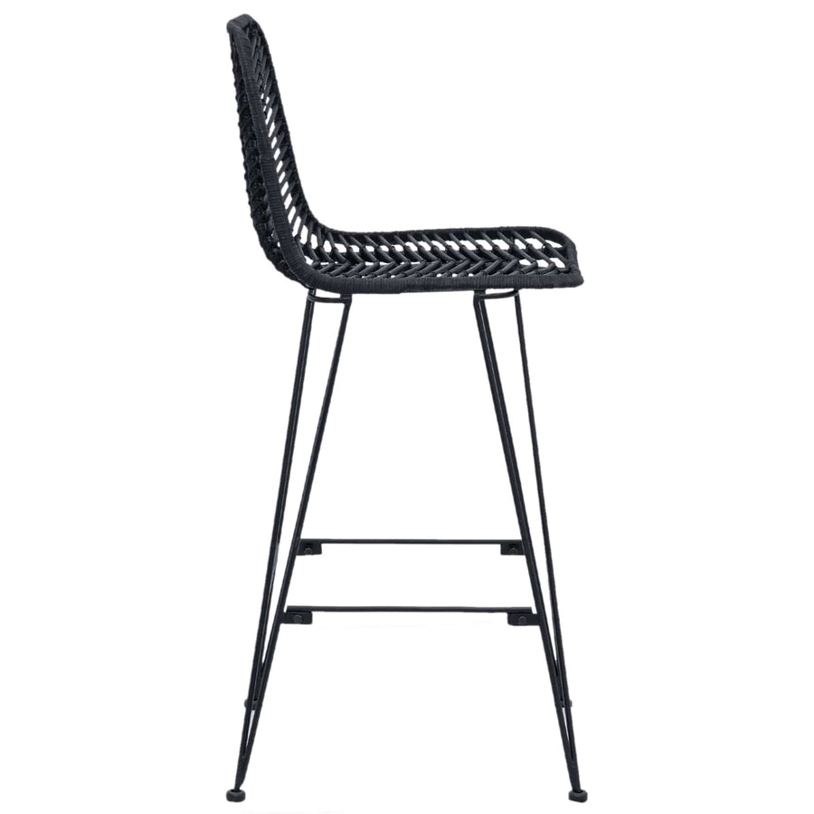 Barkruk 2 pcs Zwart 44,5 x 53 x 111 cm Riet en IJzer