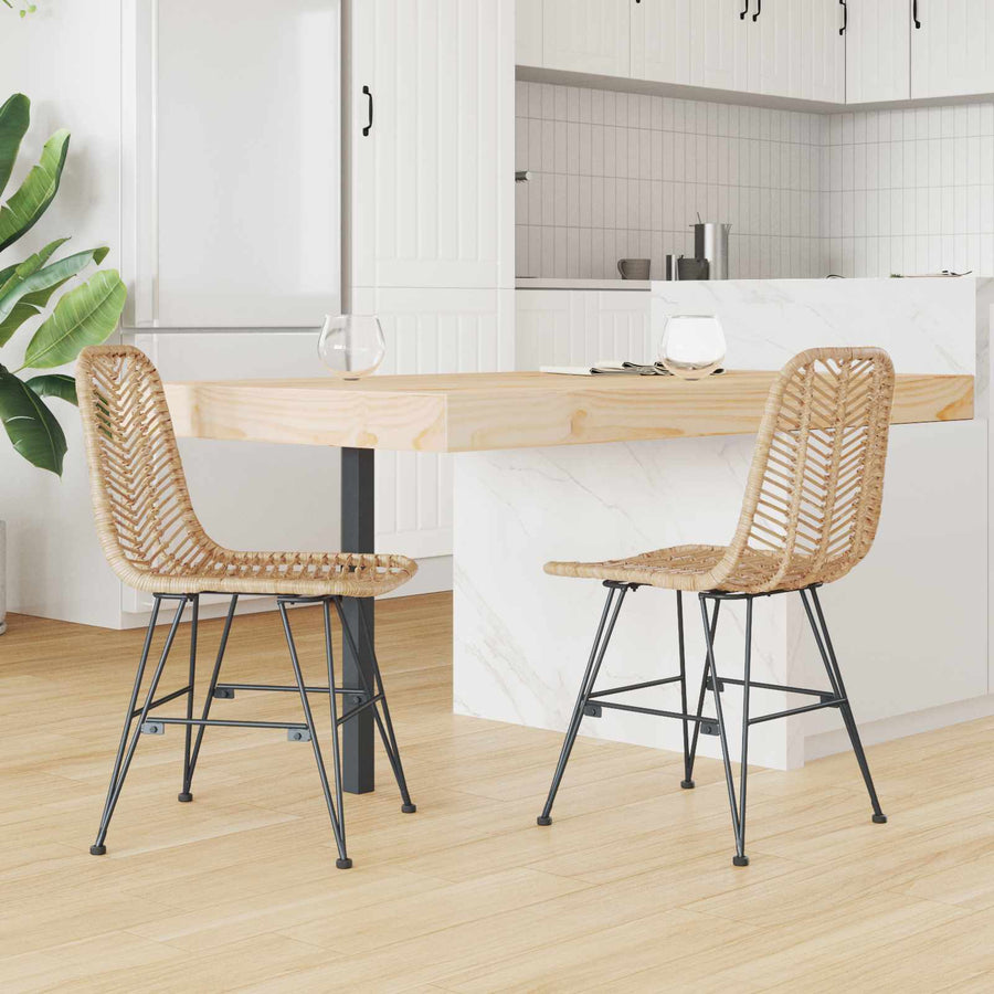 Eetkamerstoel 2 pcs Naturel 44,5 x 55 x 85 cm Riet en IJzer