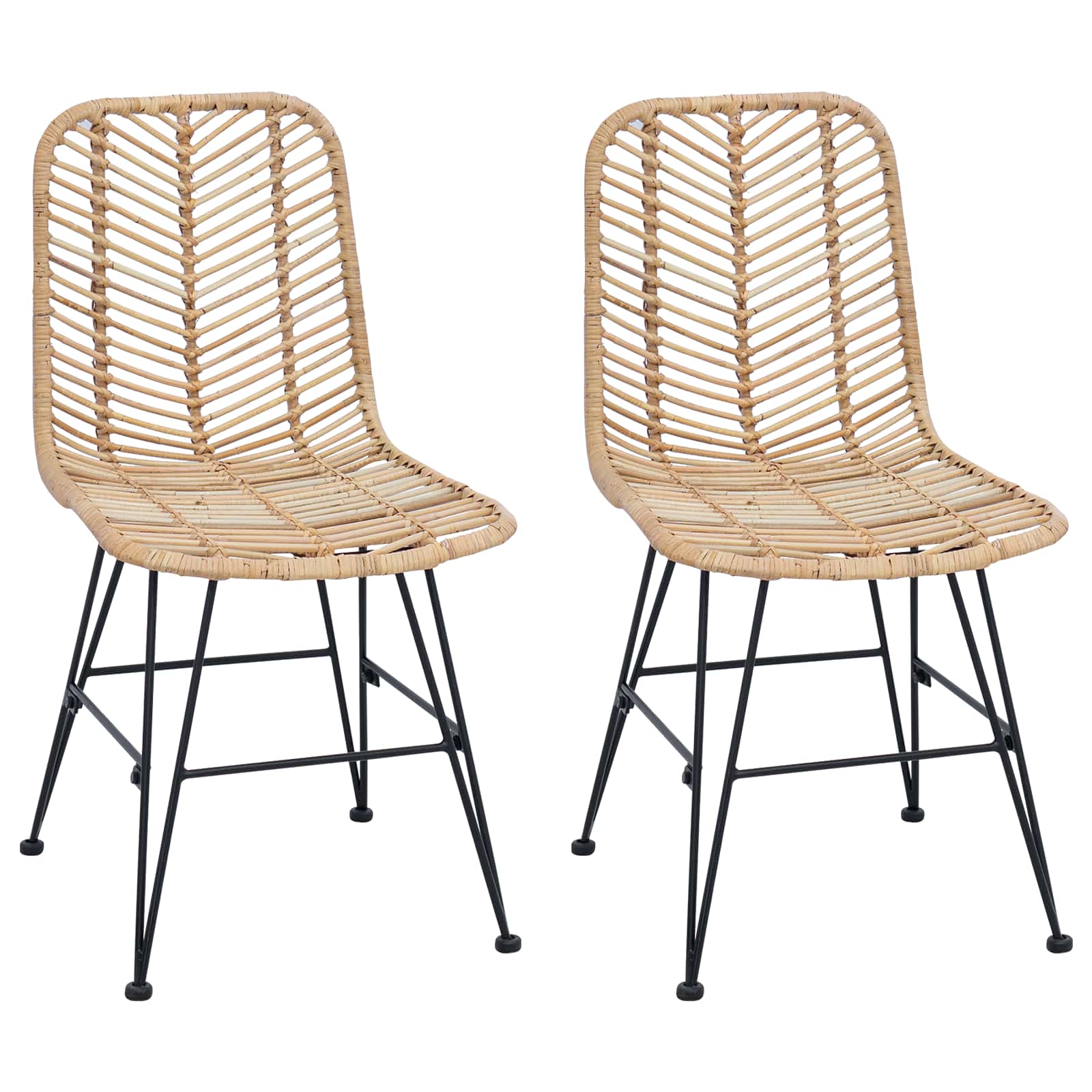 Eetkamerstoel 2 pcs Naturel 44,5 x 55 x 85 cm Riet en IJzer