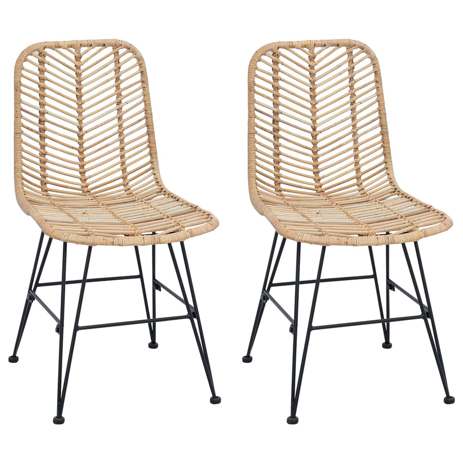 Eetkamerstoel 2 pcs Naturel 44,5 x 55 x 85 cm Riet en IJzer