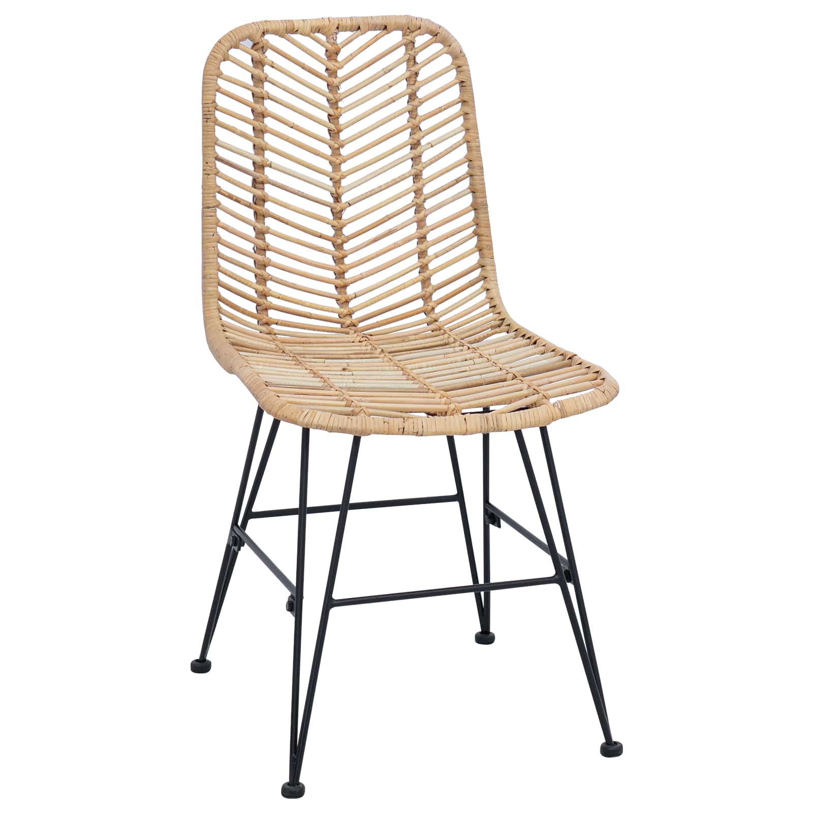 Eetkamerstoel 2 pcs Naturel 44,5 x 55 x 85 cm Riet en IJzer