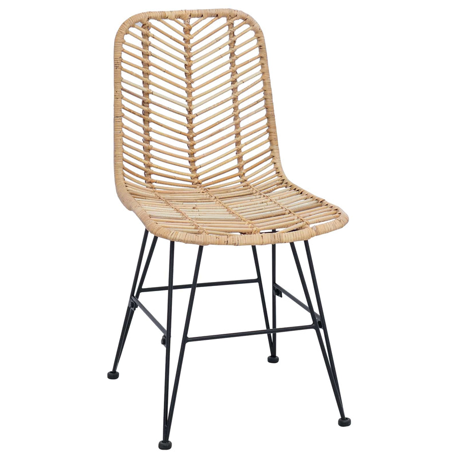 Eetkamerstoel 2 pcs Naturel 44,5 x 55 x 85 cm Riet en IJzer