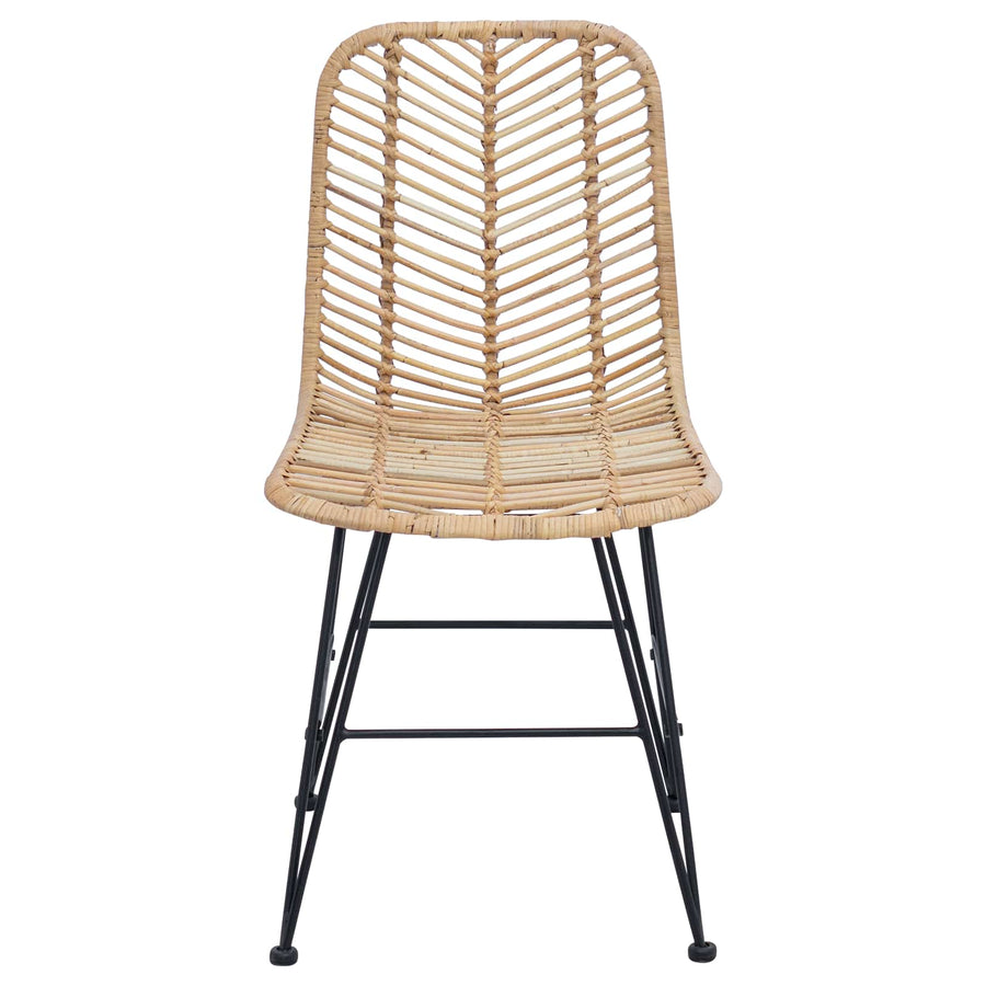Eetkamerstoel 2 pcs Naturel 44,5 x 55 x 85 cm Riet en IJzer