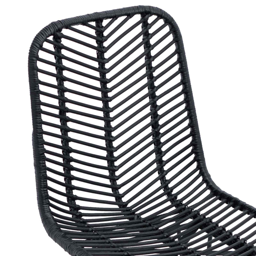 Eetkamerstoel 2 pcs Zwart 44,5 x 55 x 85 cm Riet en IJzer