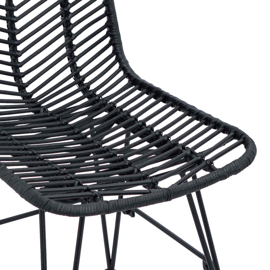 Eetkamerstoel 2 pcs Zwart 44,5 x 55 x 85 cm Riet en IJzer