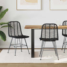 Dining Chair 2 pcs Black 44 x 47 x 85 cm Rattan and Iron