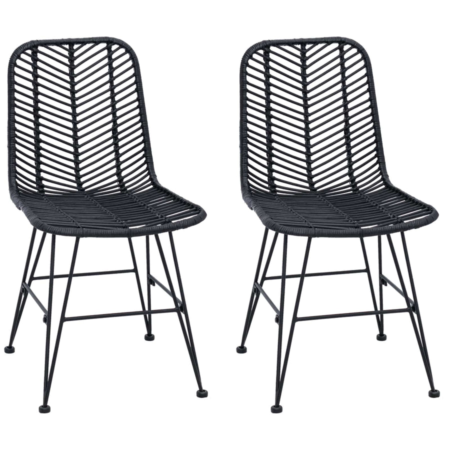 Eetkamerstoel 2 pcs Zwart 44,5 x 55 x 85 cm Riet en IJzer