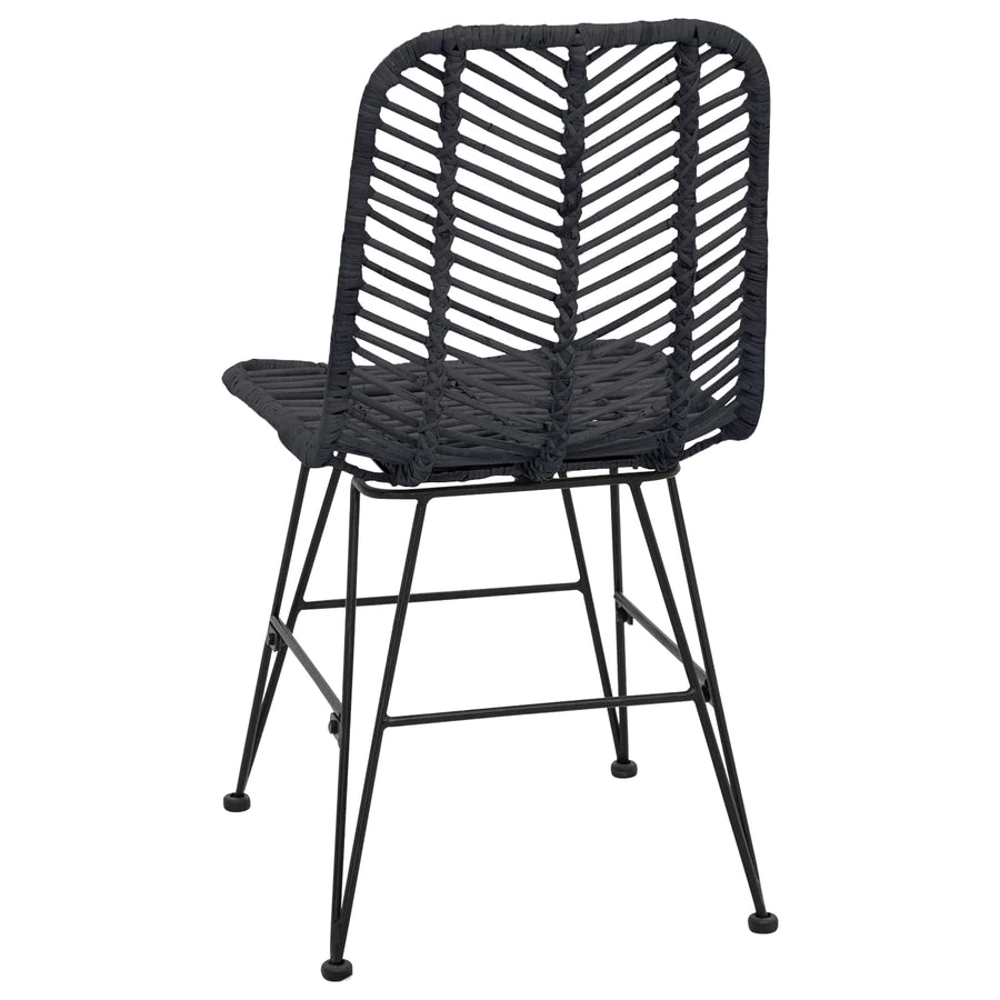 Eetkamerstoel 2 pcs Zwart 44,5 x 55 x 85 cm Riet en IJzer