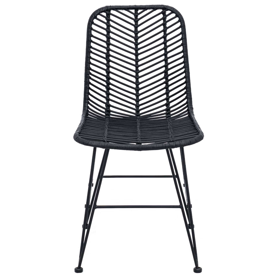 Eetkamerstoel 2 pcs Zwart 44,5 x 55 x 85 cm Riet en IJzer