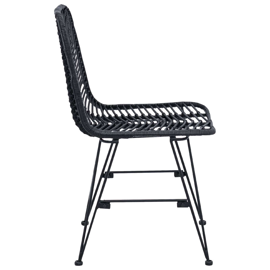 Eetkamerstoel 2 pcs Zwart 44,5 x 55 x 85 cm Riet en IJzer