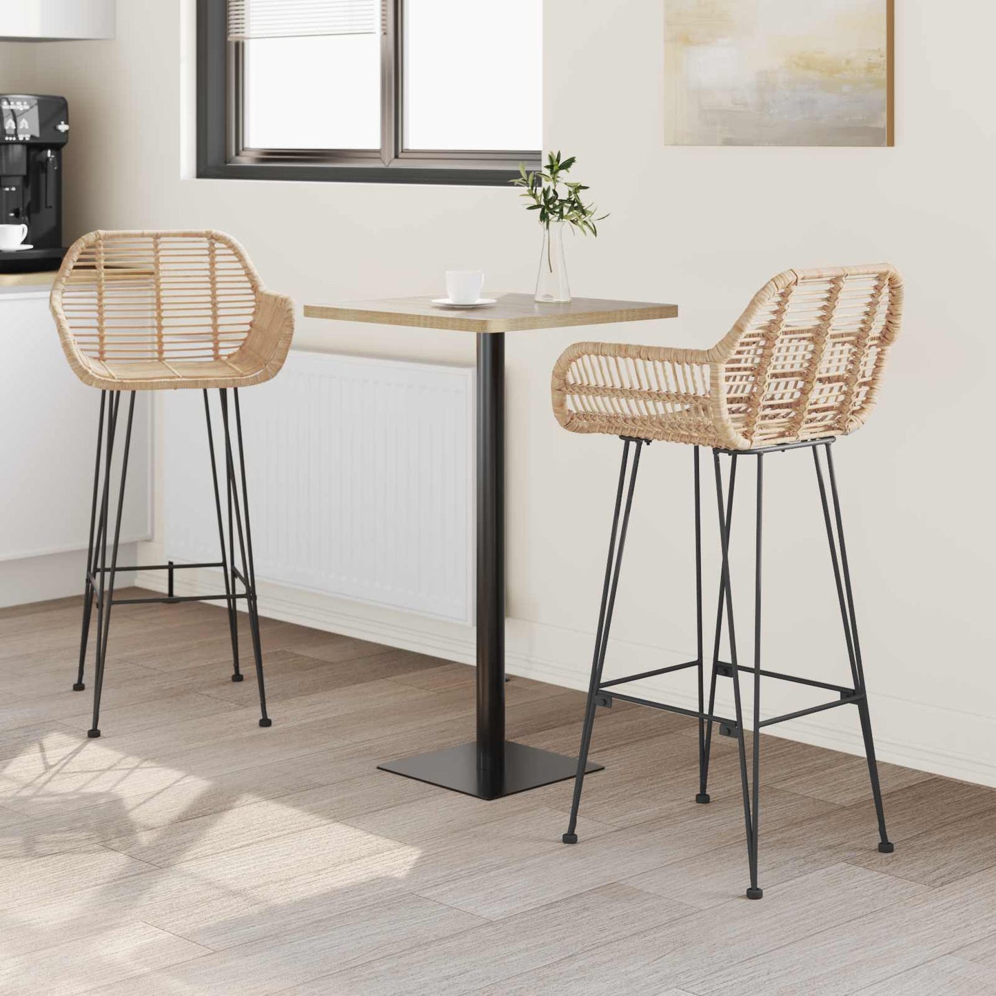 Barkruk 2 pcs Naturel 55 x 52 x 92 cm Riet en IJzer