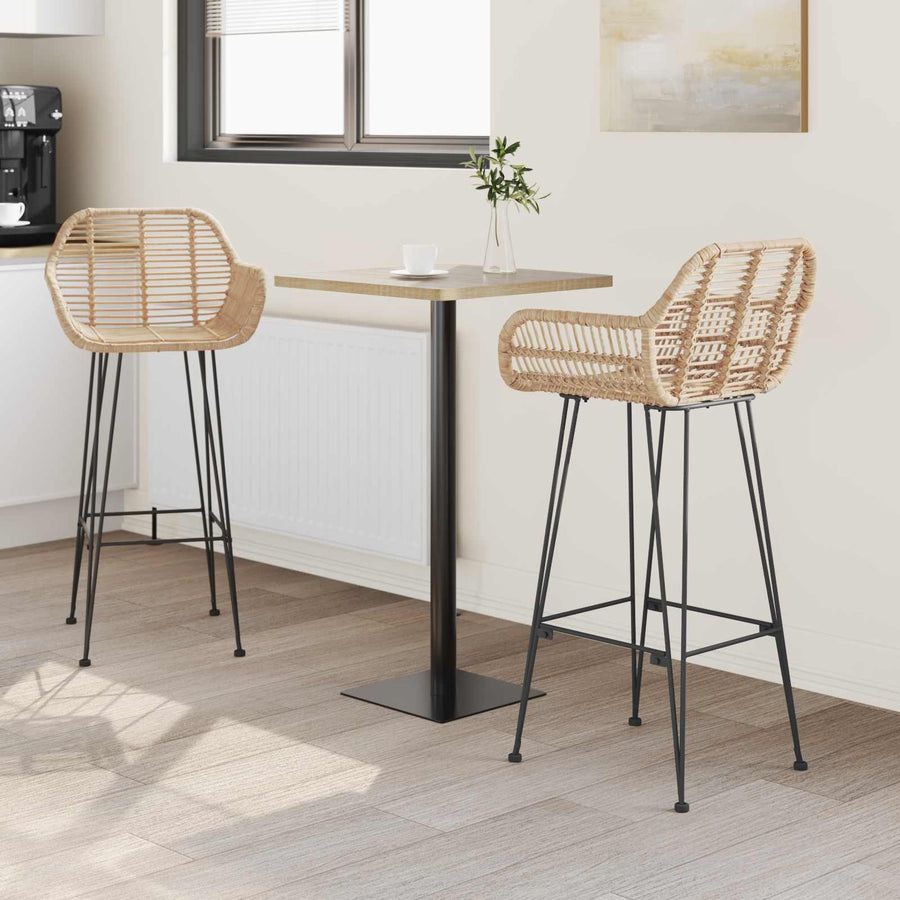 Barkruk 2 pcs Naturel 55 x 52 x 92 cm Riet en IJzer