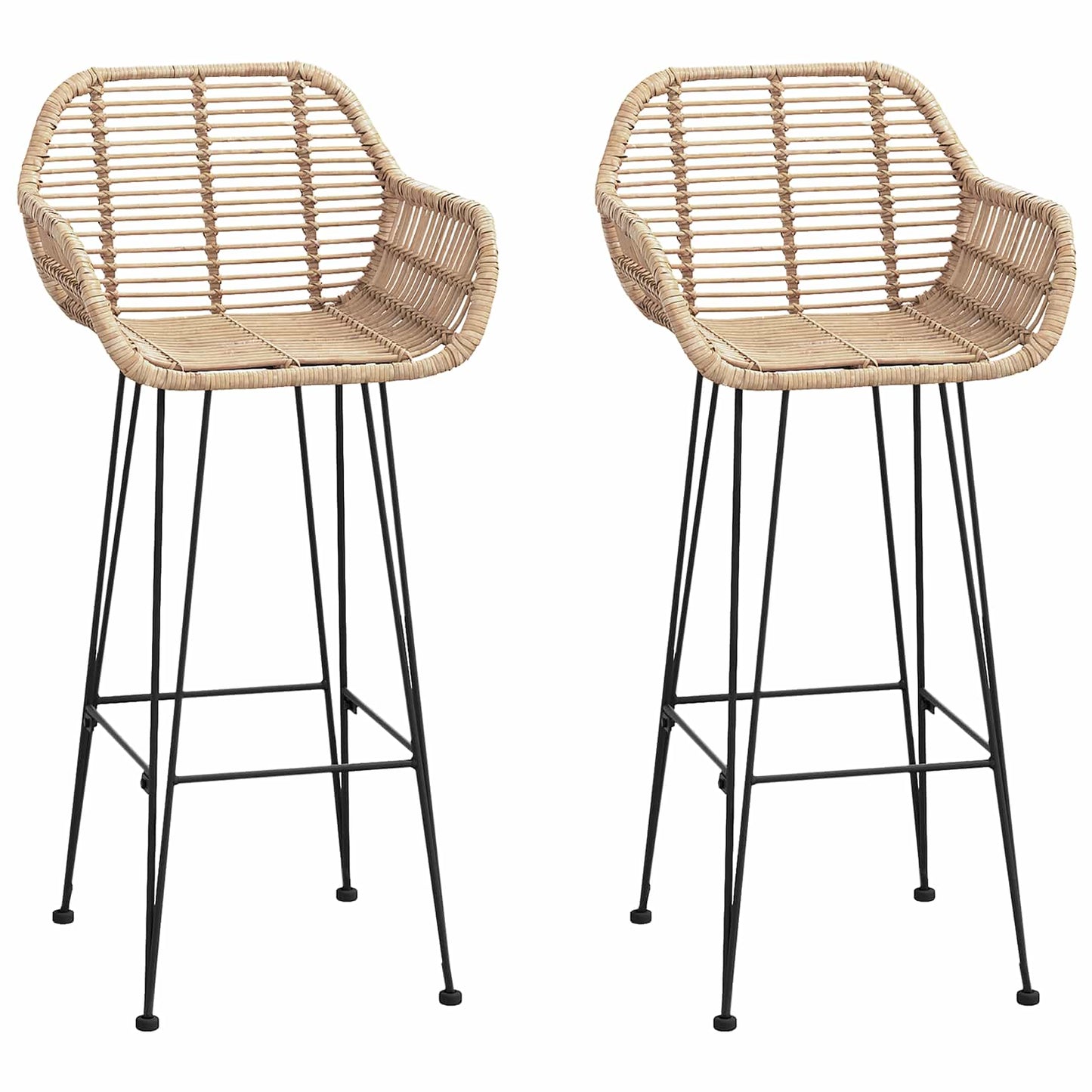 Barkruk 2 pcs Naturel 55 x 52 x 92 cm Riet en IJzer