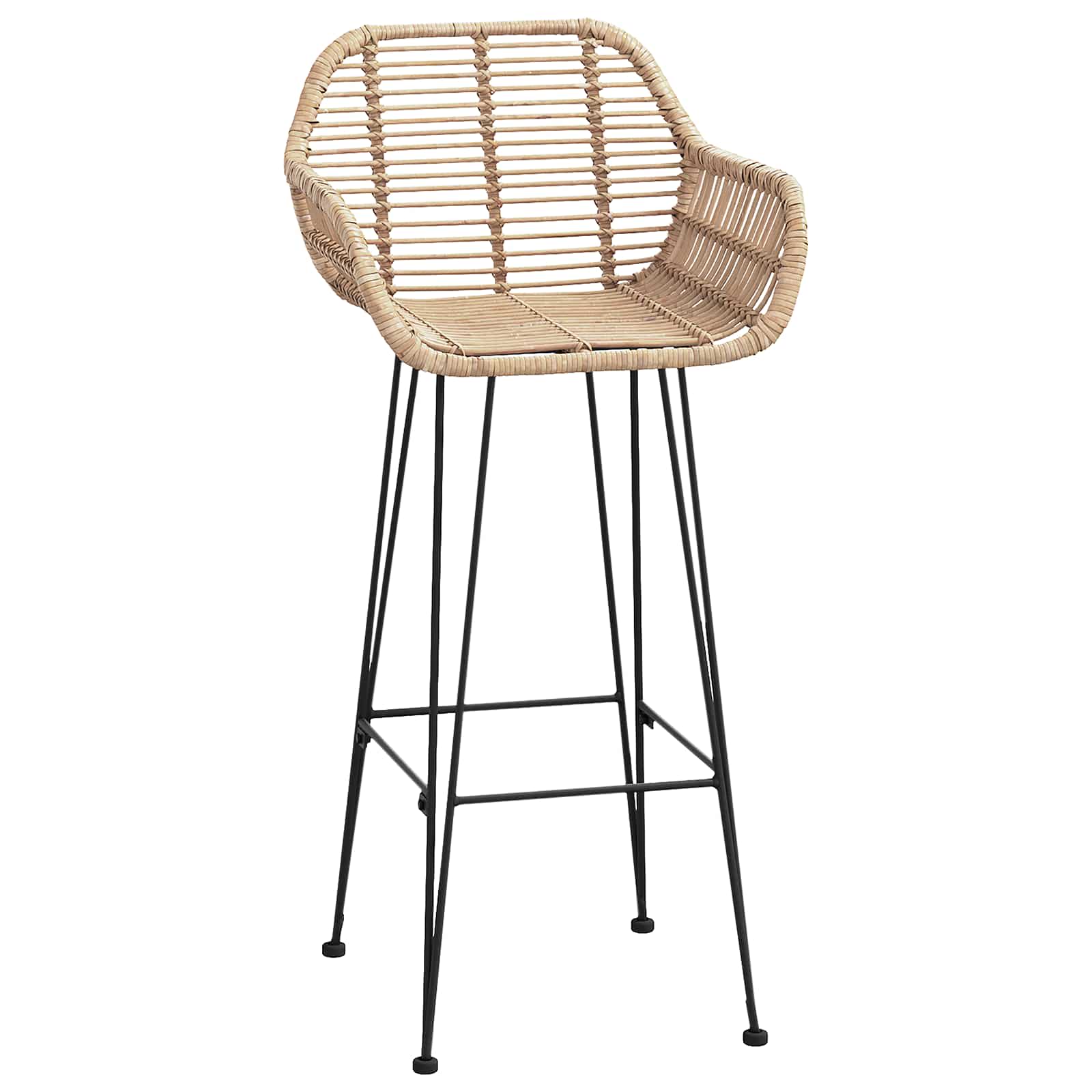 Barkruk 2 pcs Naturel 55 x 52 x 92 cm Riet en IJzer