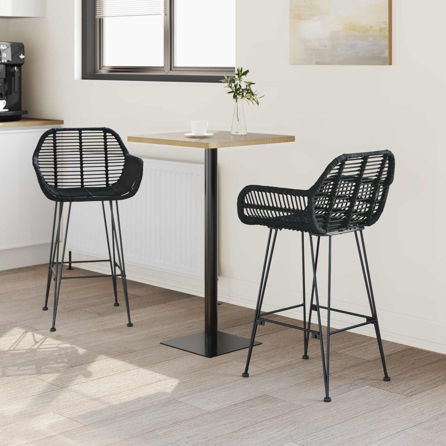 Barkruk 2 pcs Zwart 55 x 52 x 92 cm Riet en IJzer
