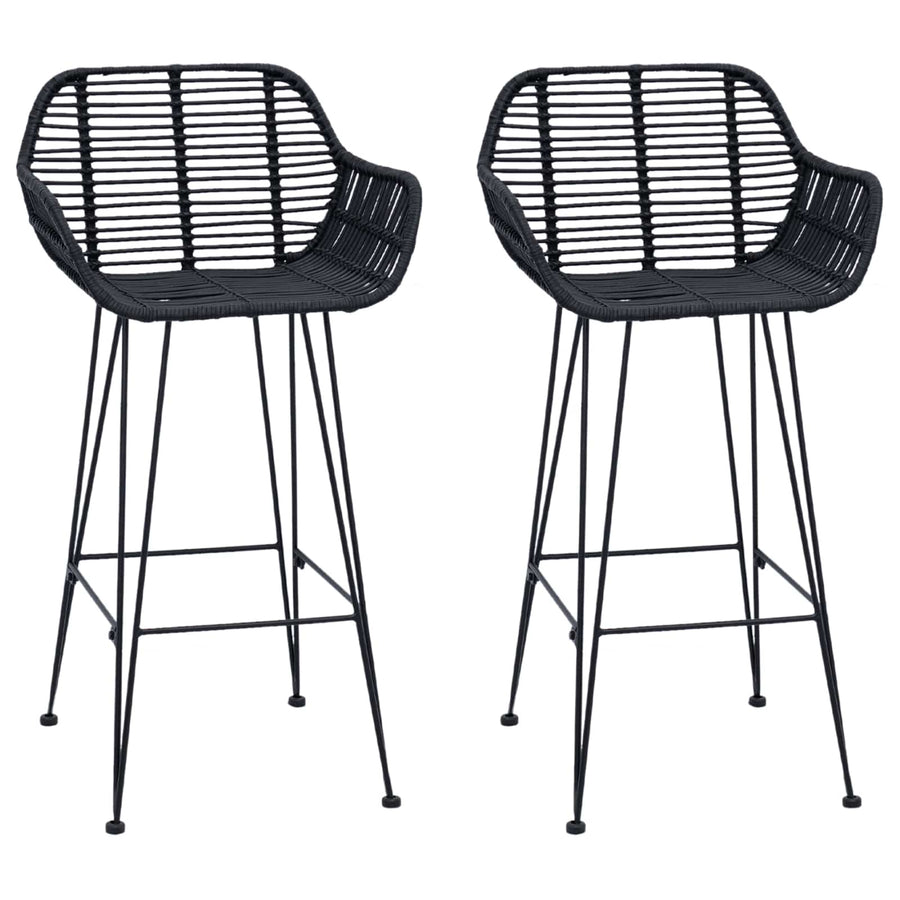 Barkruk 2 pcs Zwart 55 x 52 x 92 cm Riet en IJzer